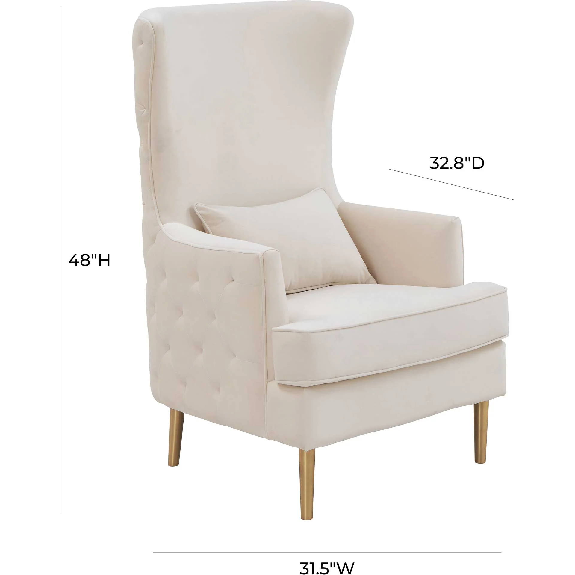 Alaia Tall Tufted Back Chair Cream - Image 6