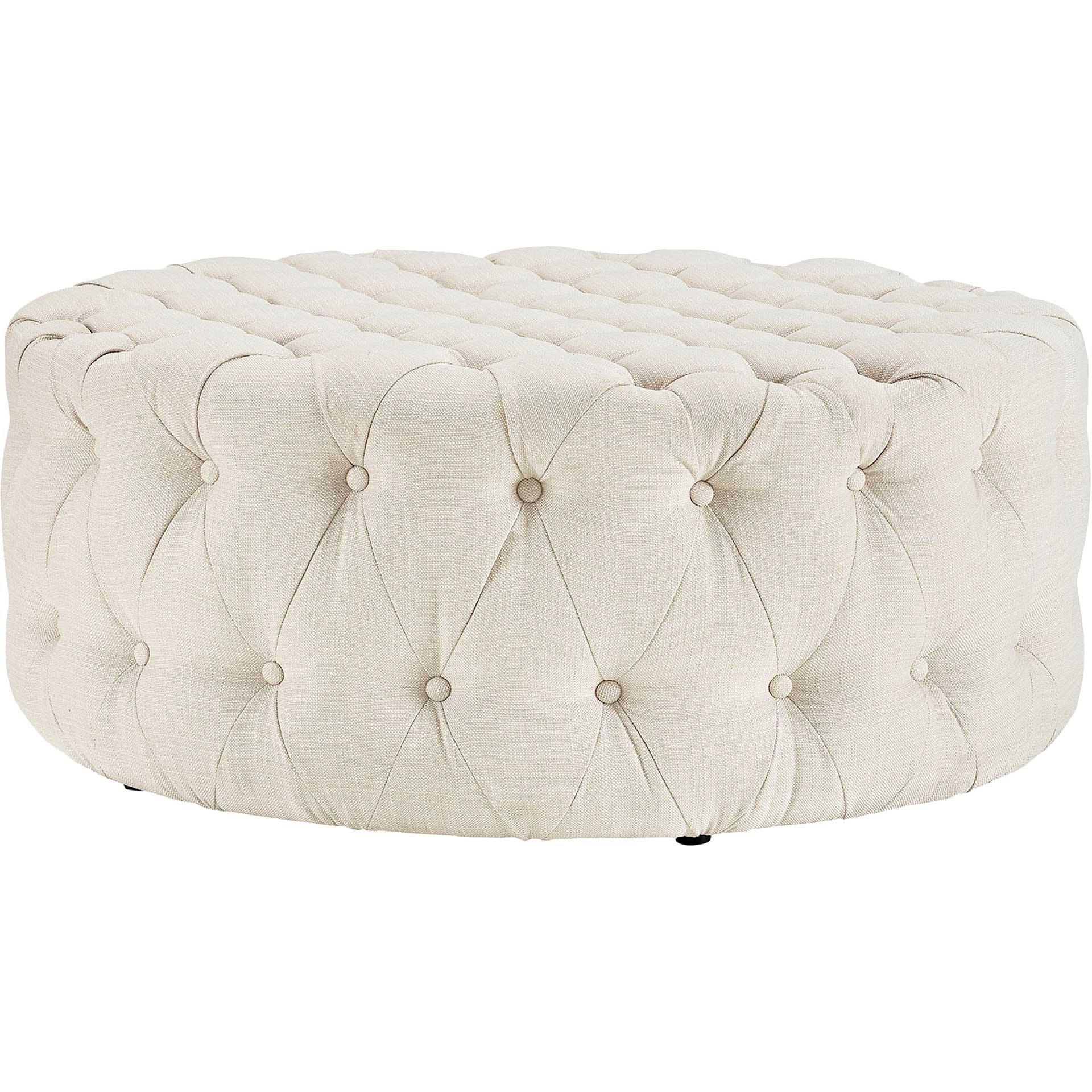 Alain Upholstered Fabric Ottoman Beige - Image 2