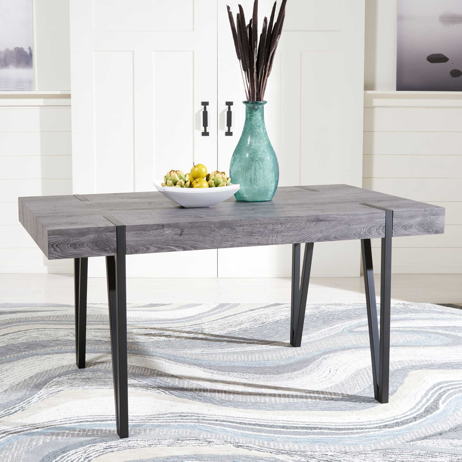 Alan Wood Top Dining Table Black Oak/Black - Image 4