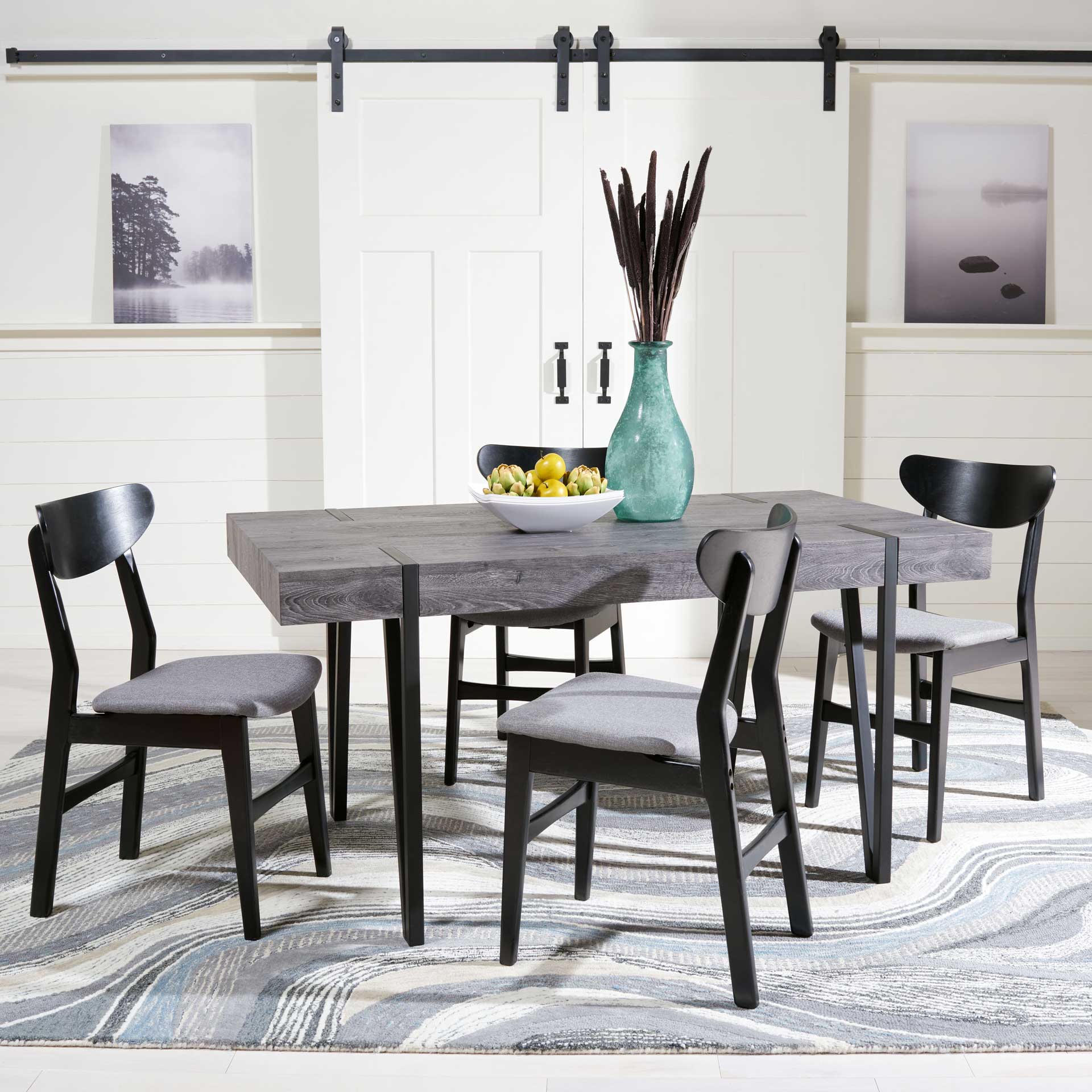 Alan Wood Top Dining Table Black Oak/Black - Image 5