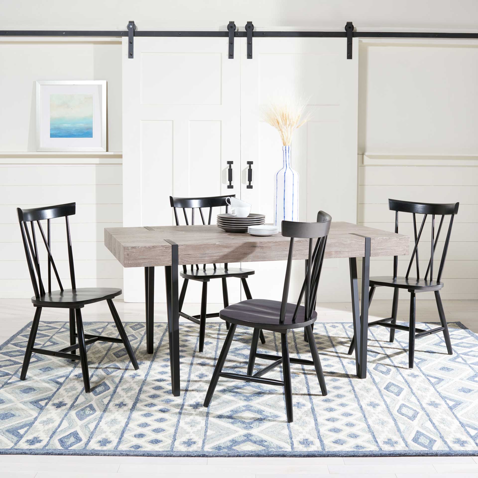 Alan Wood Top Dining Table Gray Oak/Black - Image 5