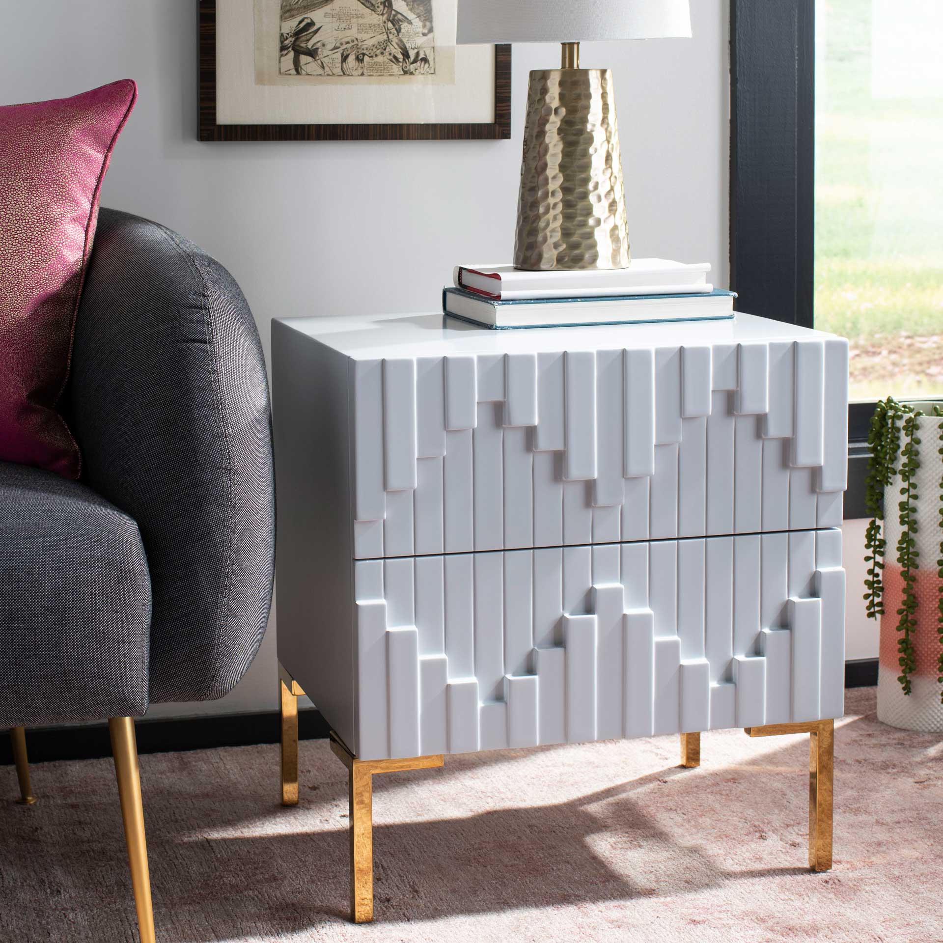 Alana Zigzag Side Table Gray/Gold - Image 9