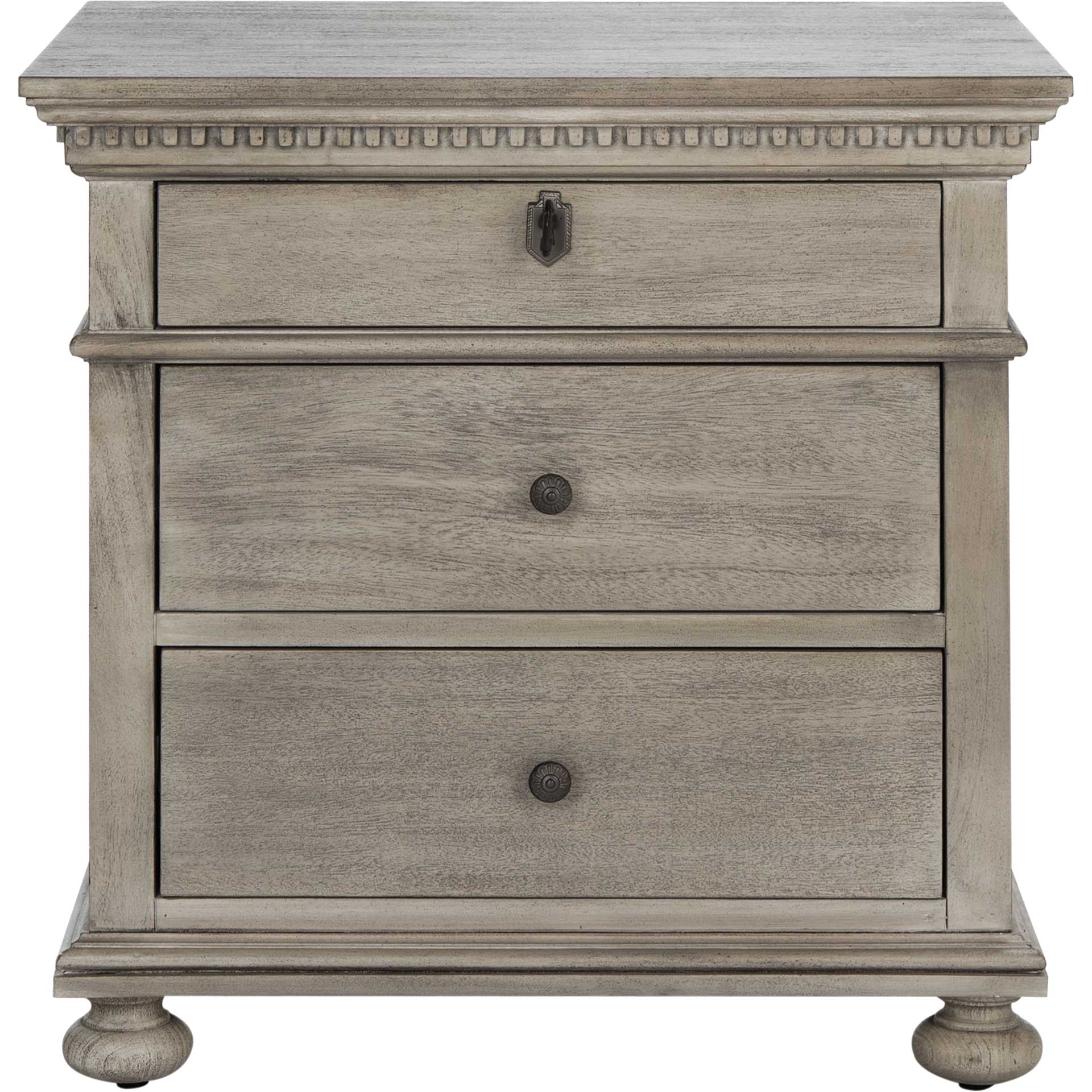 Alanis 3 Drawer Wood Nightstand Light Gray - Image 2