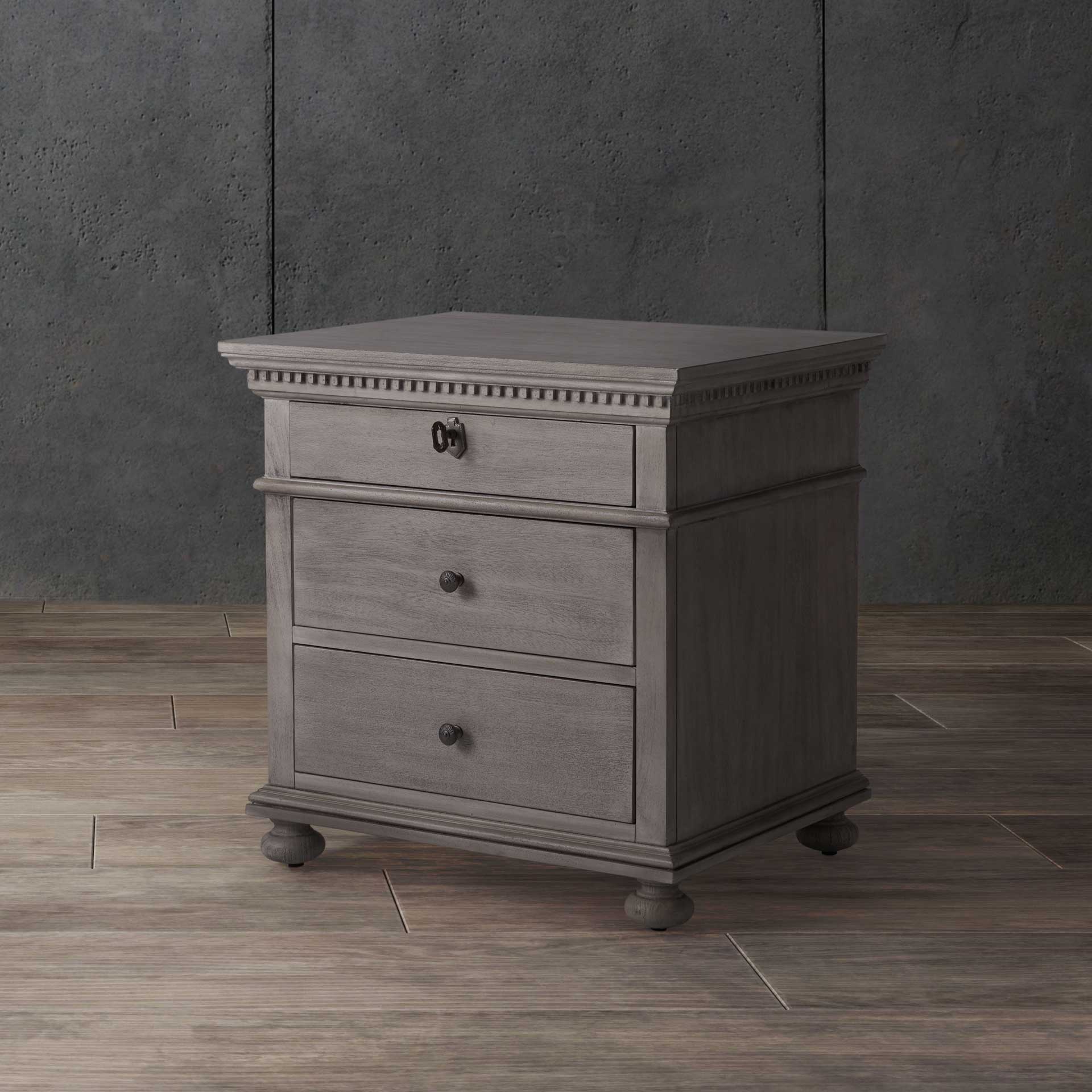 Alanis 3 Drawer Wood Nightstand Light Gray - Image 4