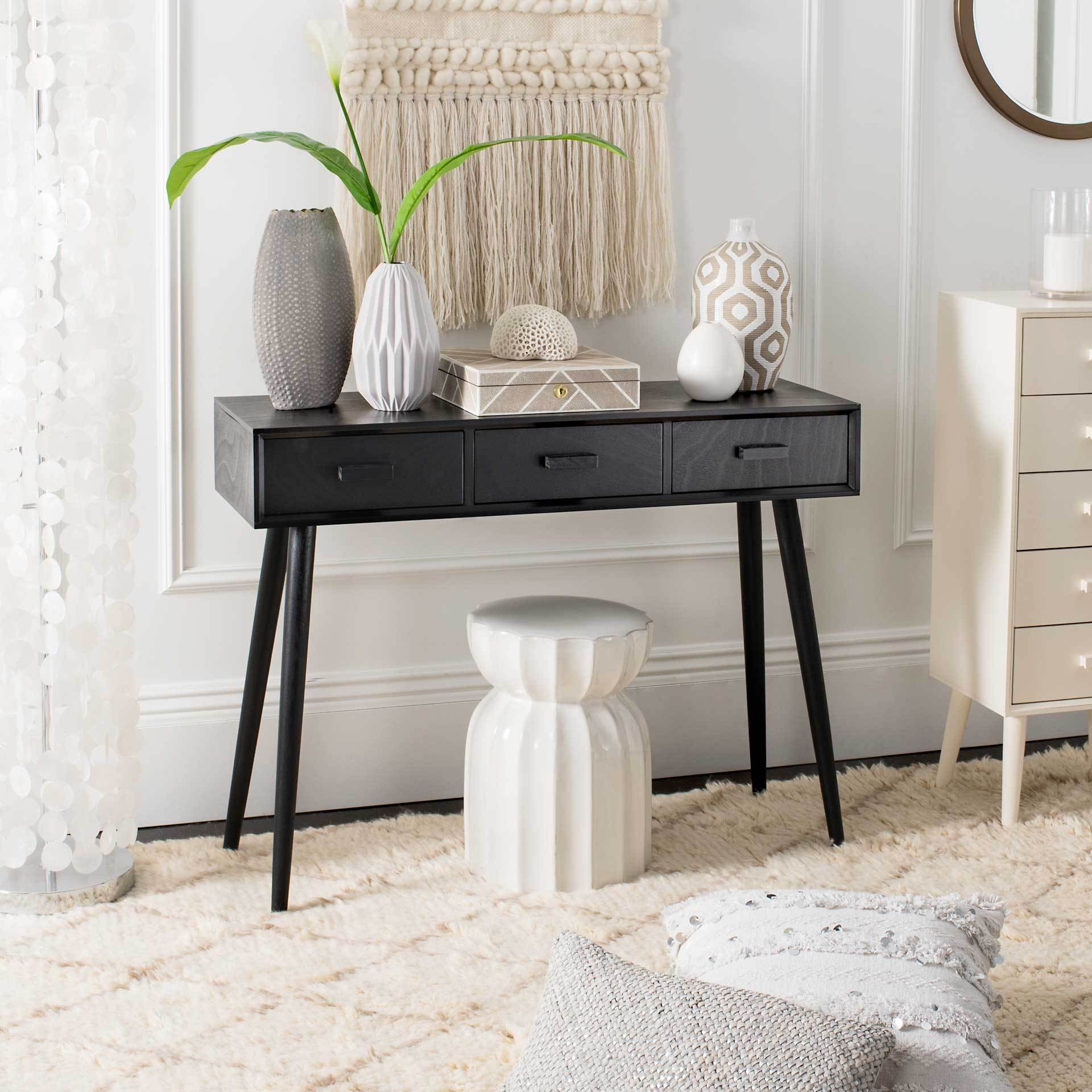 Alara 3 Drawer Console Table Black - Image 6