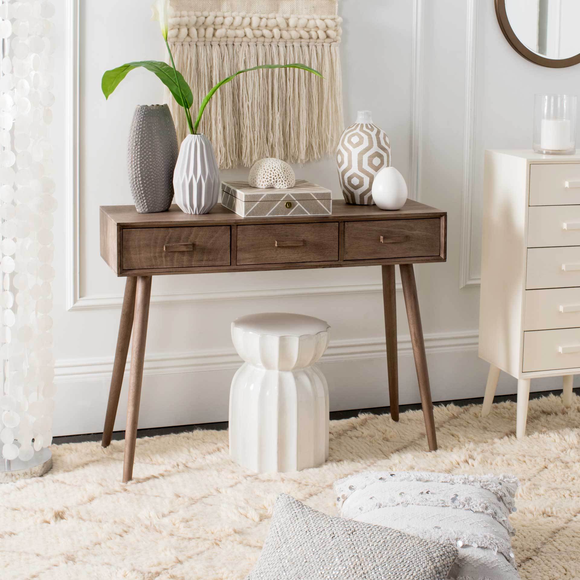 Alara 3 Drawer Console Table Desert Brown - Image 6