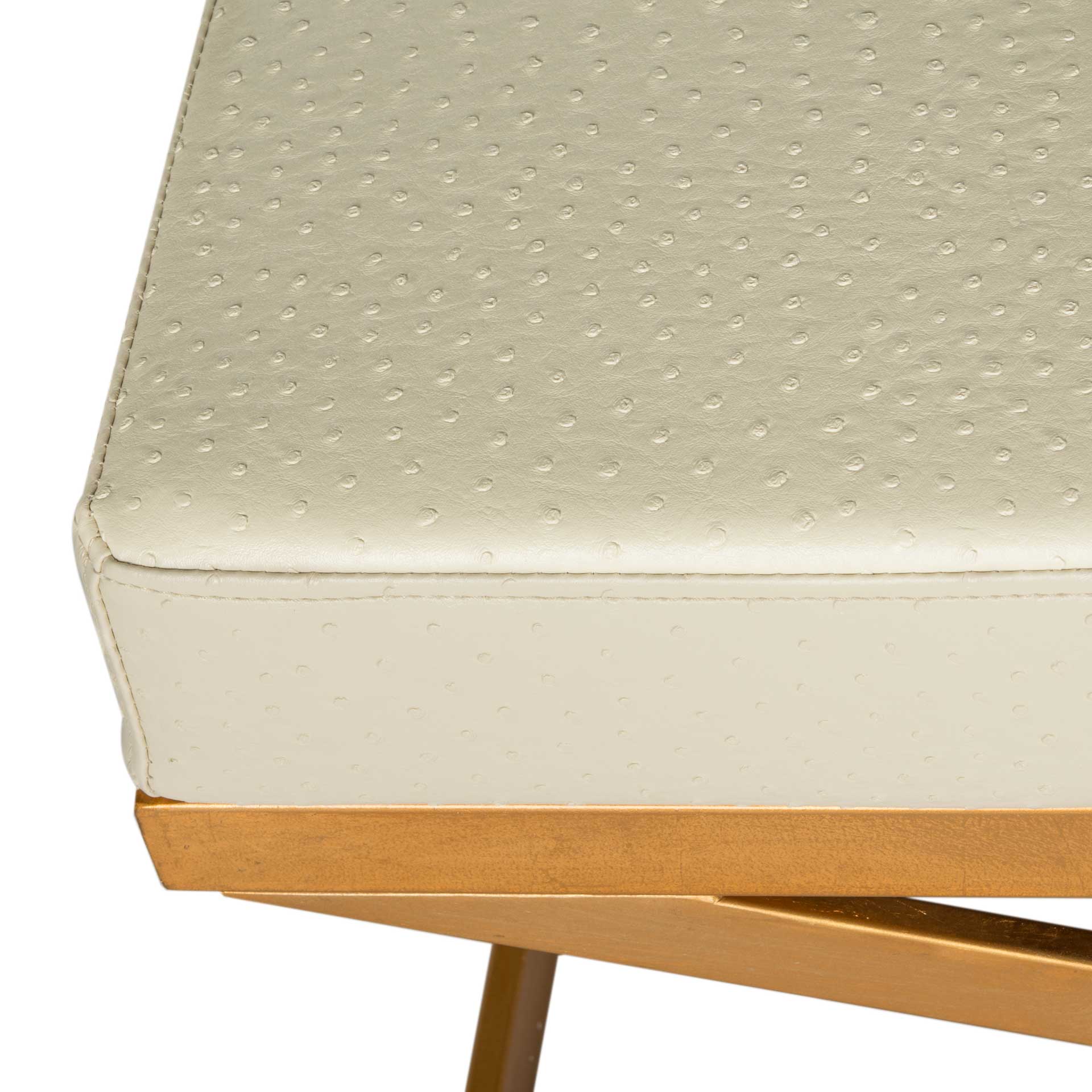 Alaric Faux Ostrich Bench Creme/Gold - Image 3