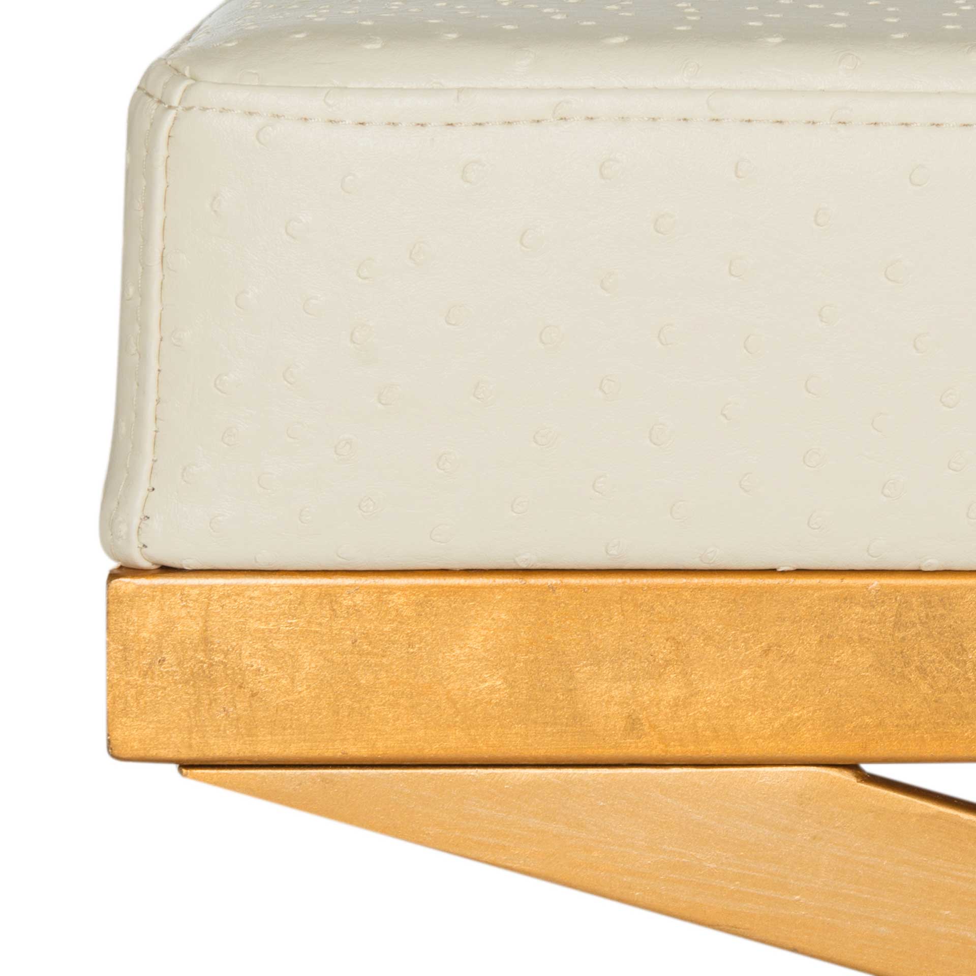 Alaric Faux Ostrich Bench Creme/Gold - Image 4