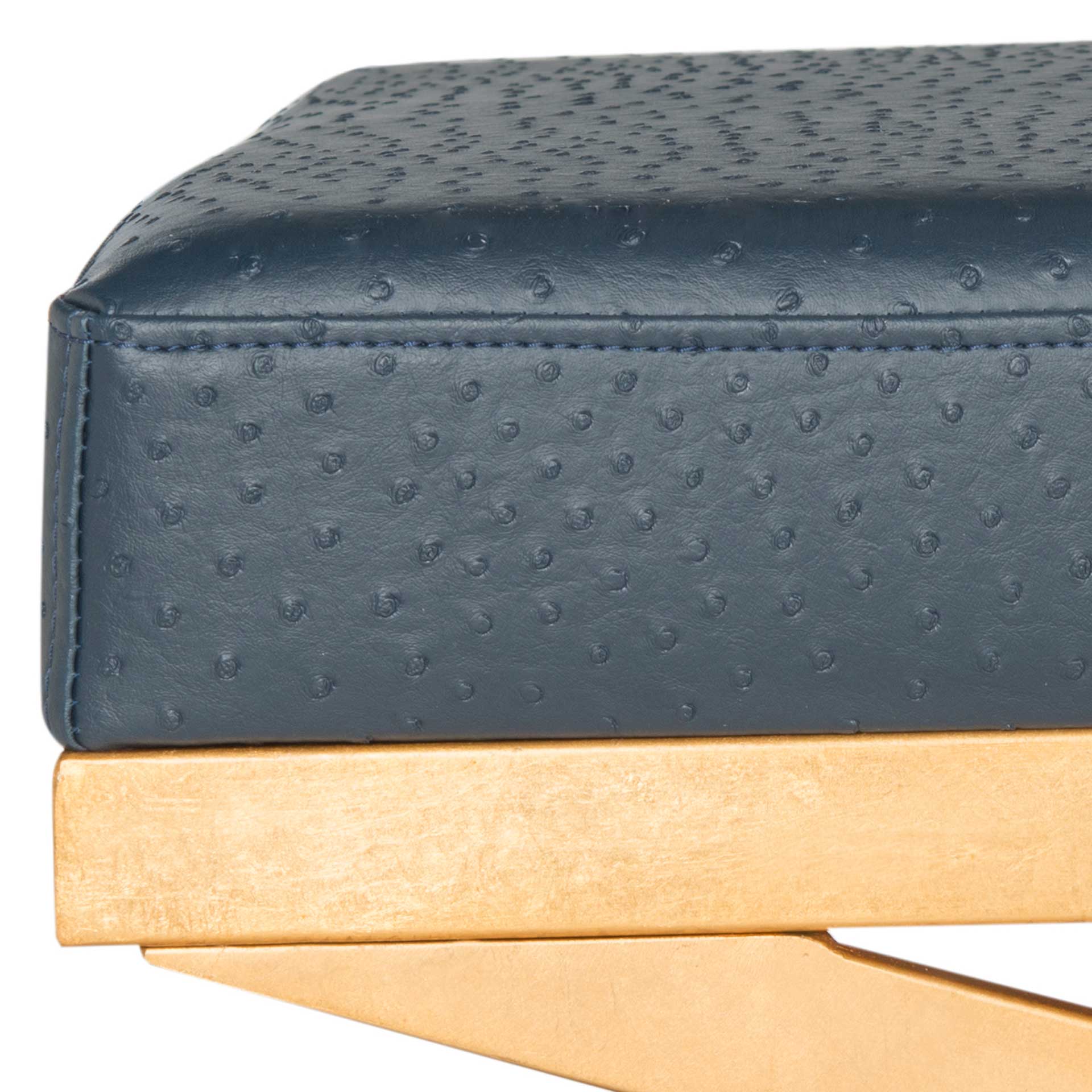 Alaric Faux Ostrich Bench Navy/Gold - Image 3