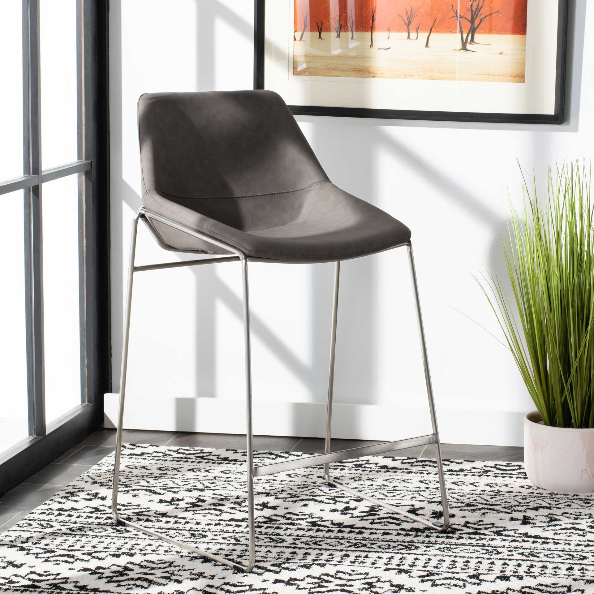 Alasdair Mid Century Bar Stool Matte Ash Gray - Image 6