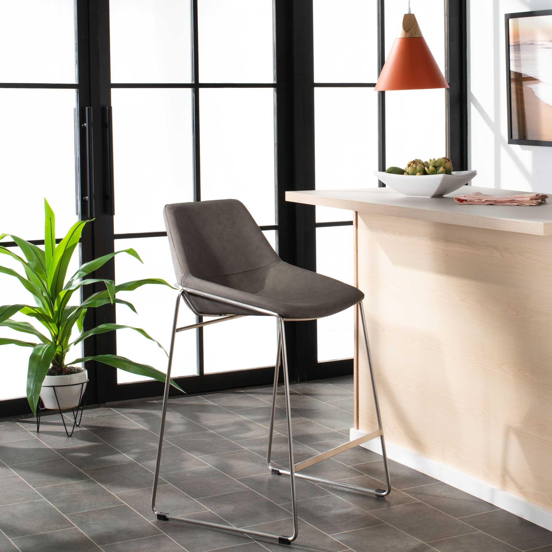 Alasdair Mid Century Bar Stool Matte Ash Gray - Image 7