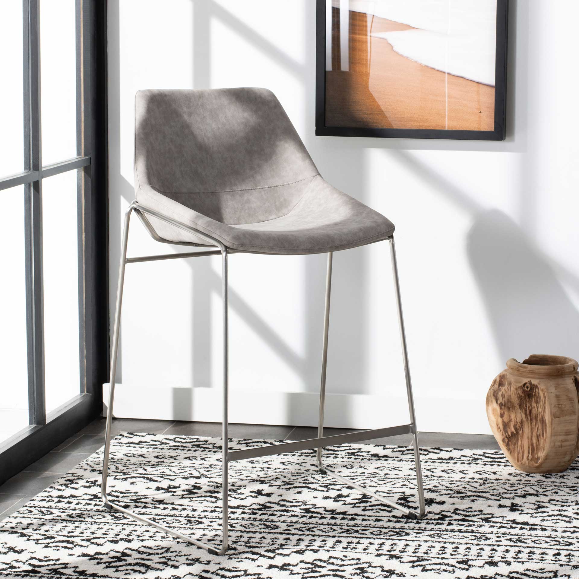 Alasdair Mid Century Bar Stool Matte Stone - Image 6