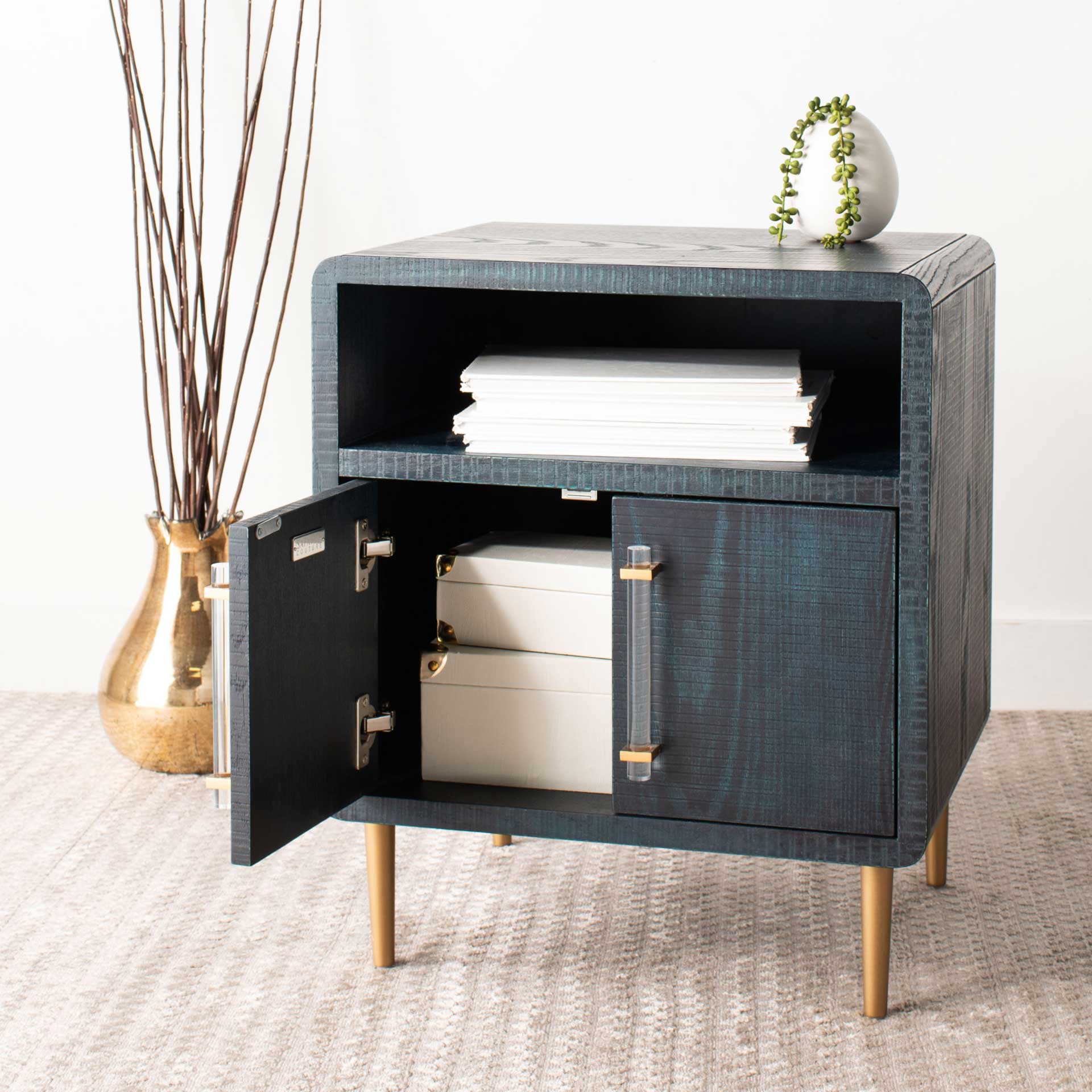 Alayah 2 Door Nightstand Indigo/Gold - Image 10