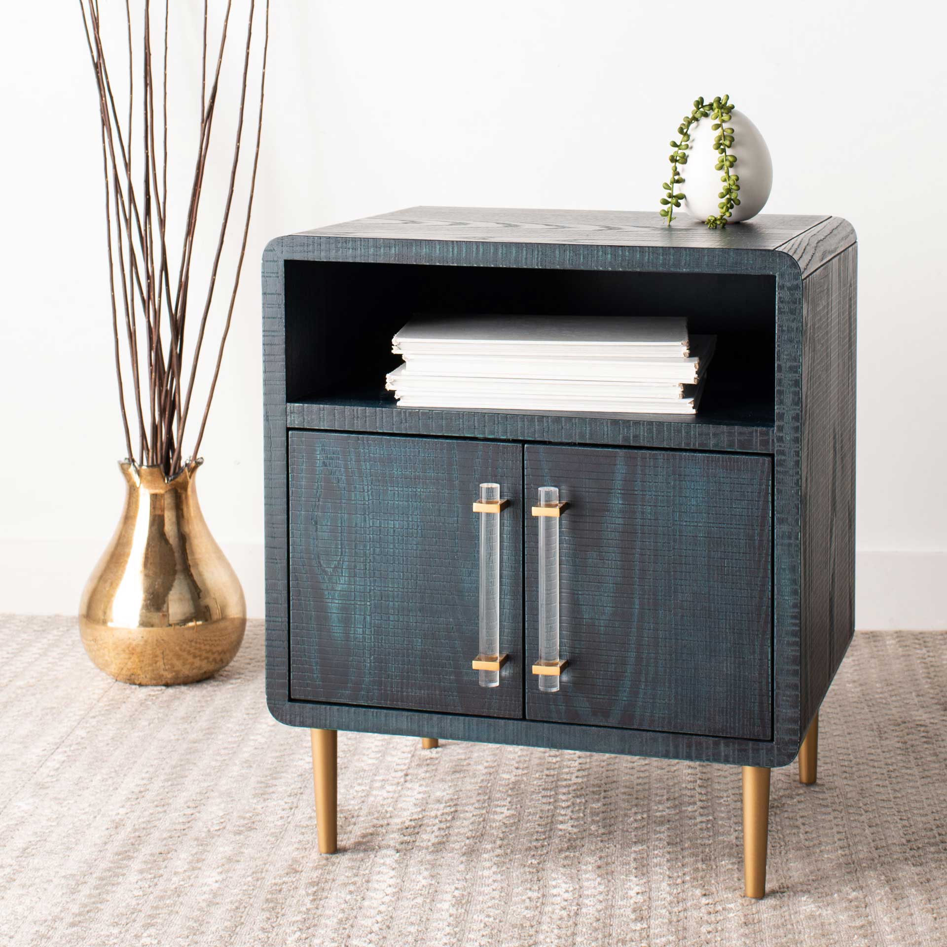 Alayah 2 Door Nightstand Indigo/Gold - Image 9