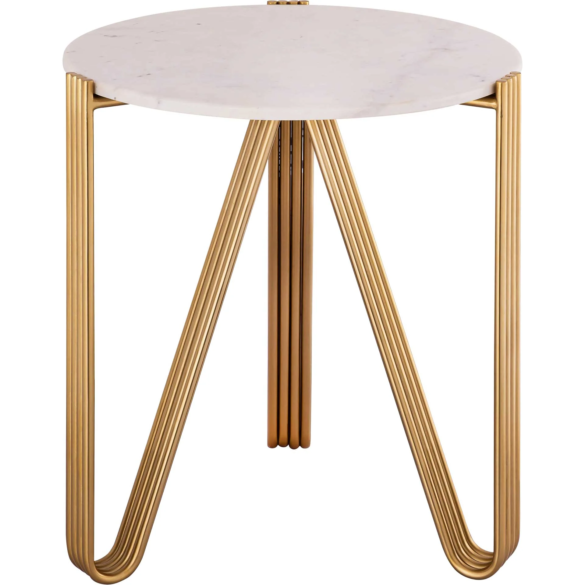 Alayna Marble Side Table Gold/White - Image 3