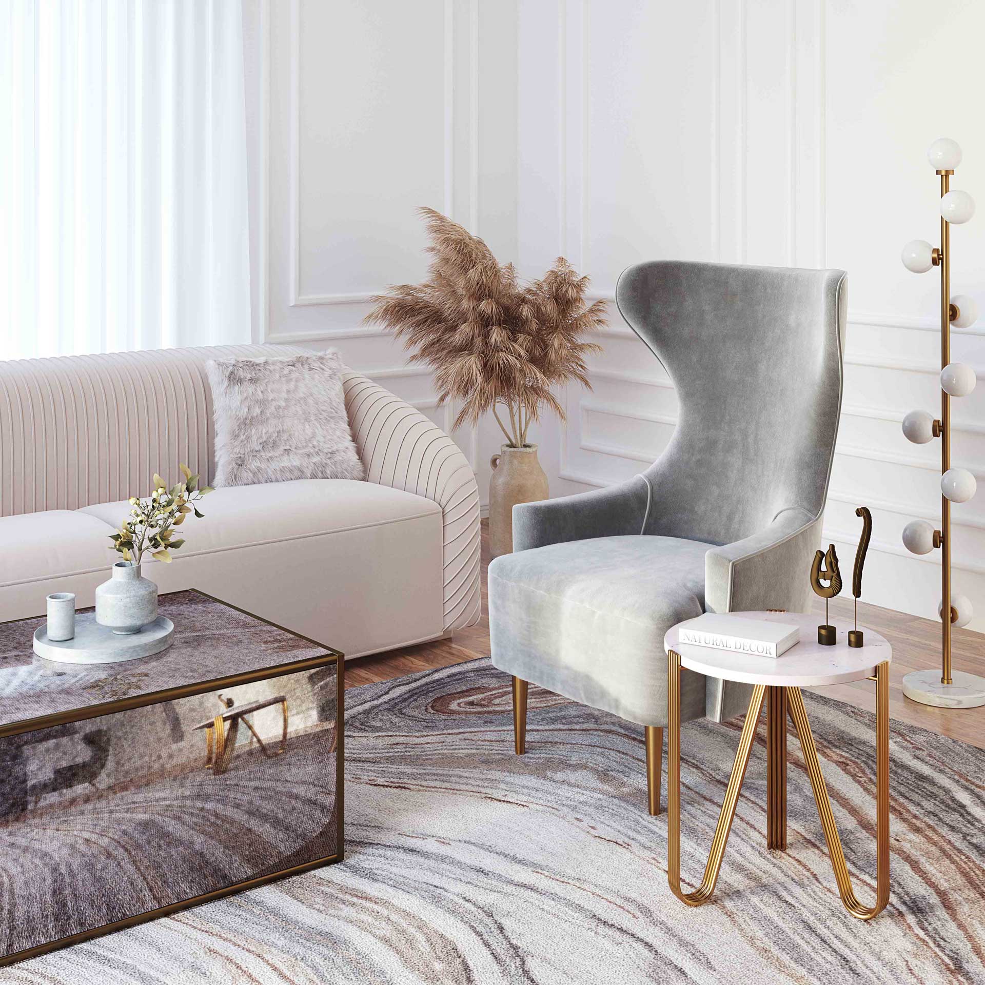 Alayna Marble Side Table Gold/White - Image 7