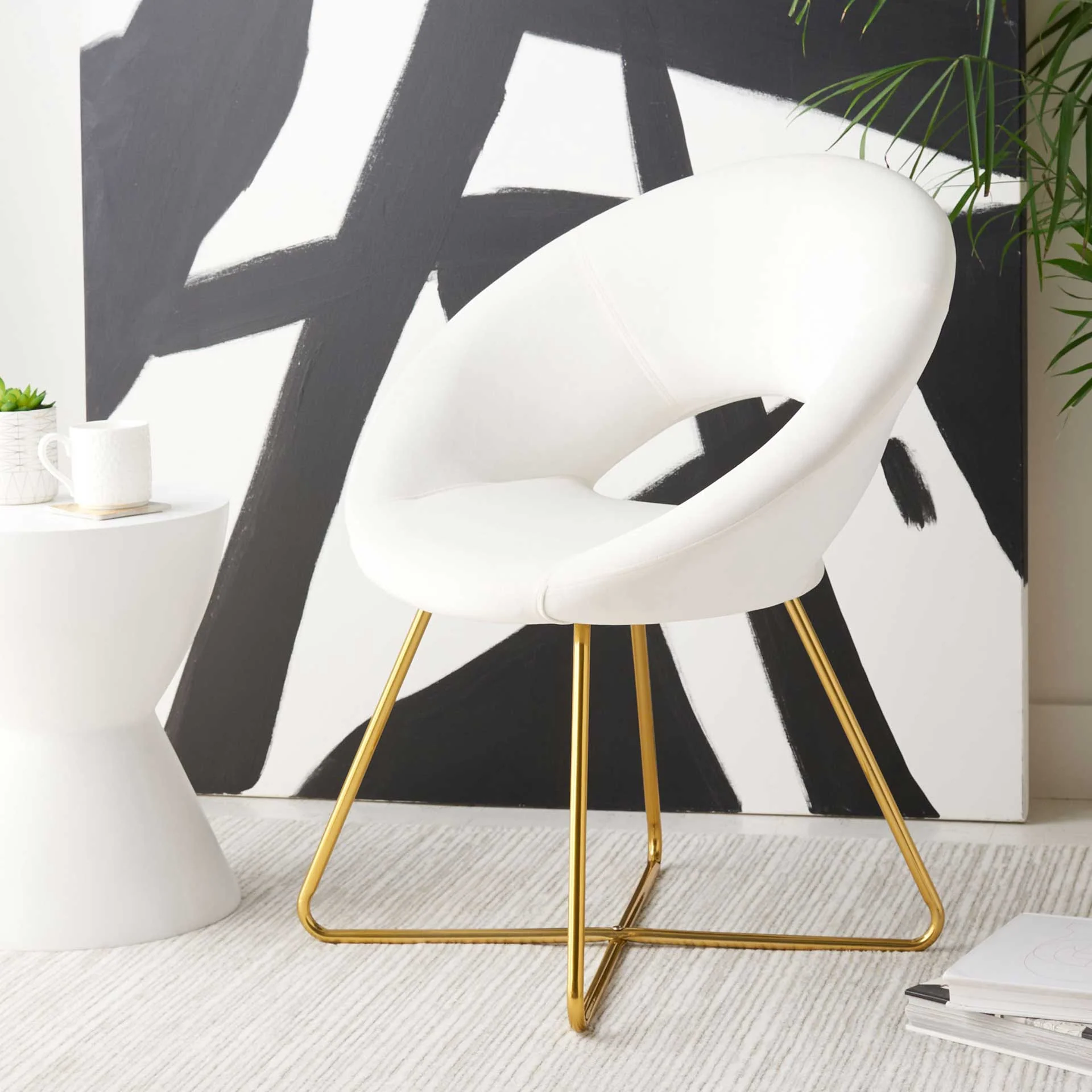 Alban Accent Chair Ivory/Gold - Image 4