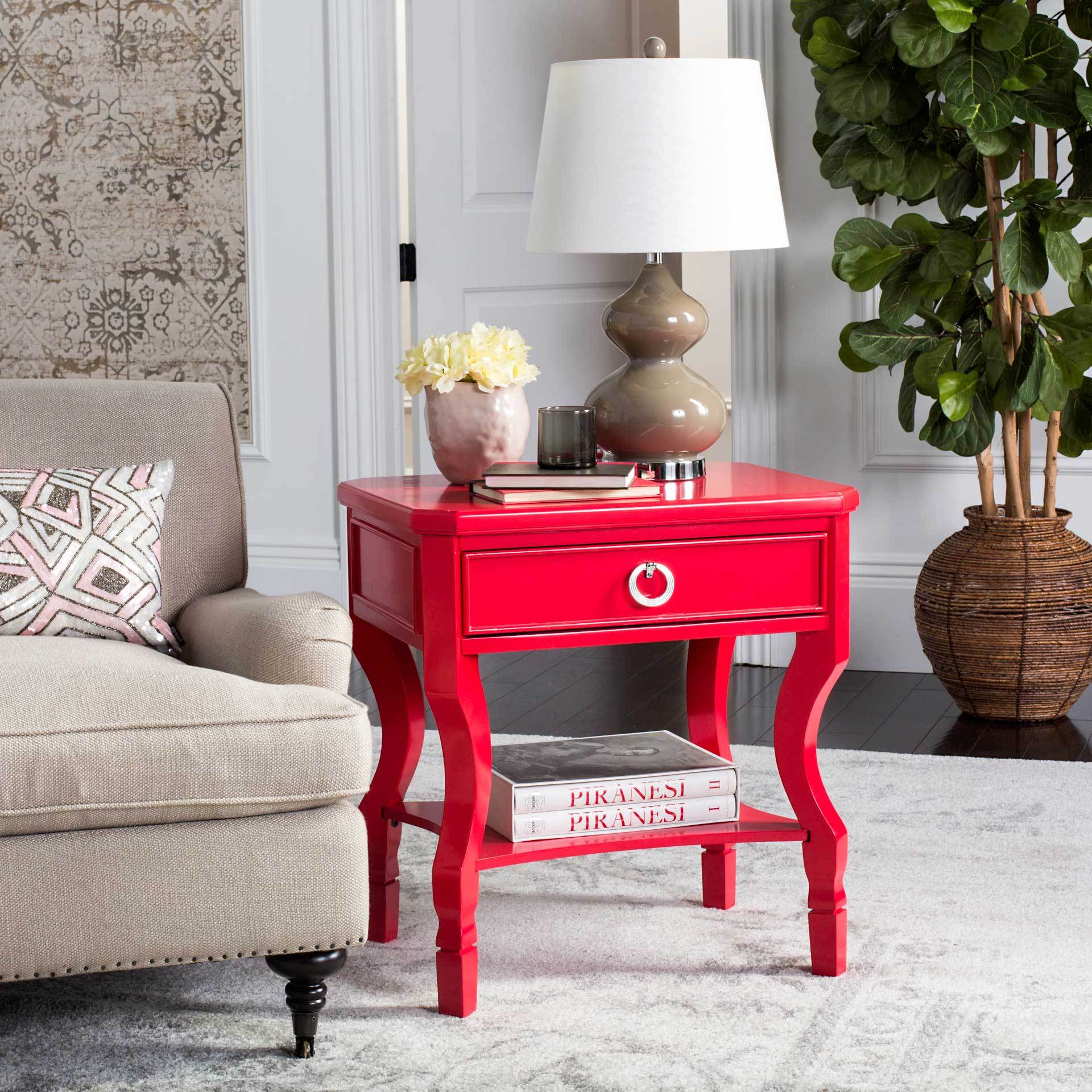 Albert One Drawer Nightstand Red - Image 6