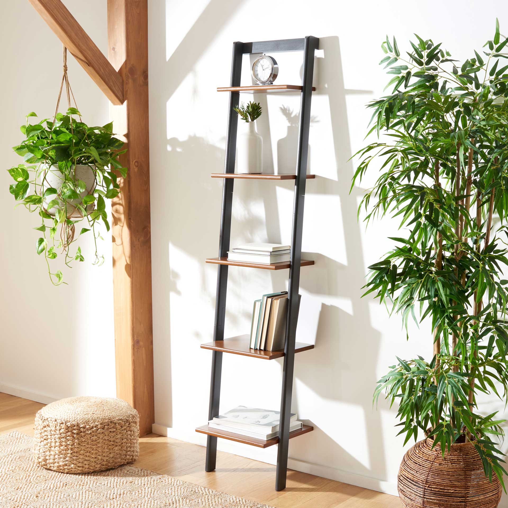 Albina 5 Tier Leaning Etagere Honey Brown/Charcoal - Image 6
