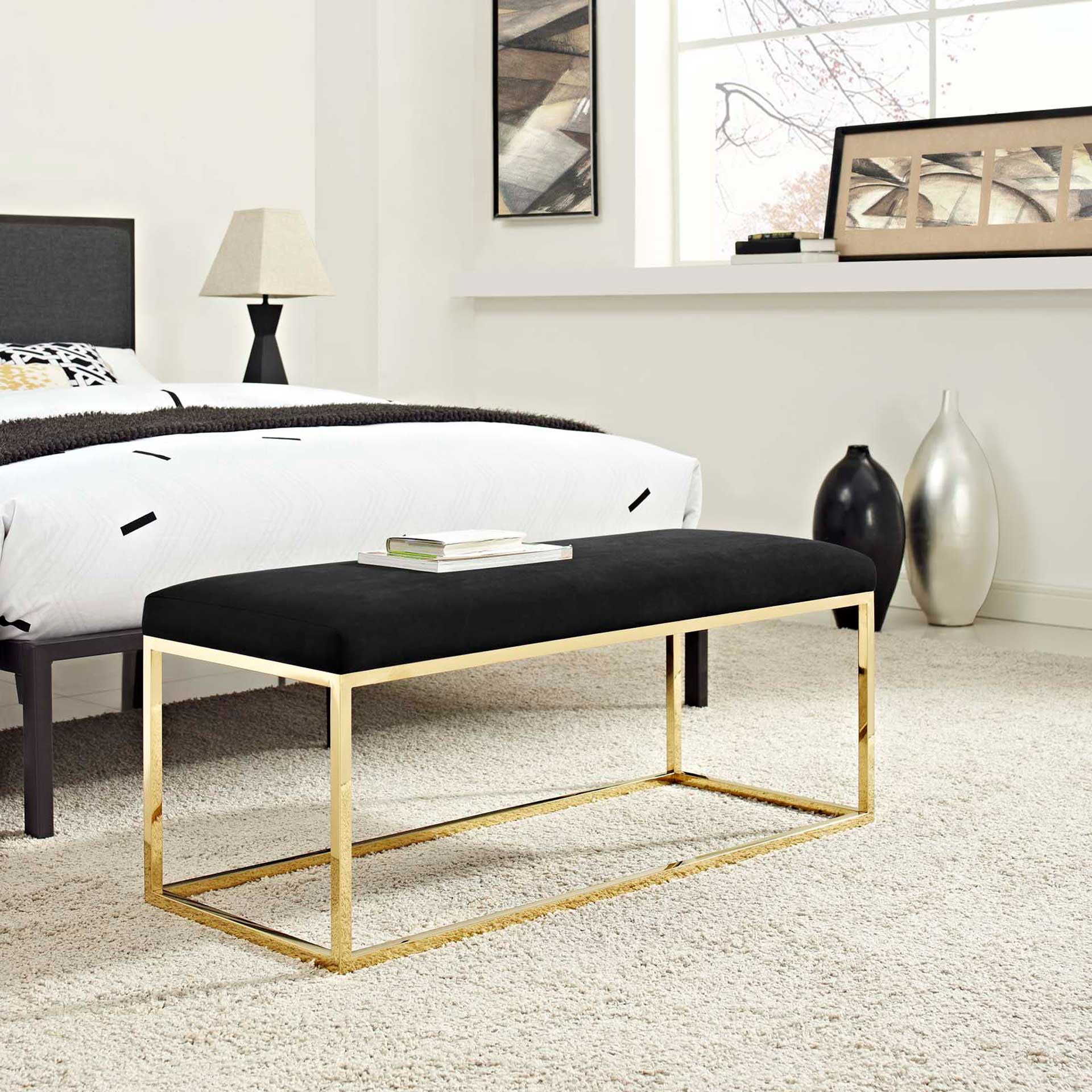Alden Fabric Bench Gold/Black - Image 5
