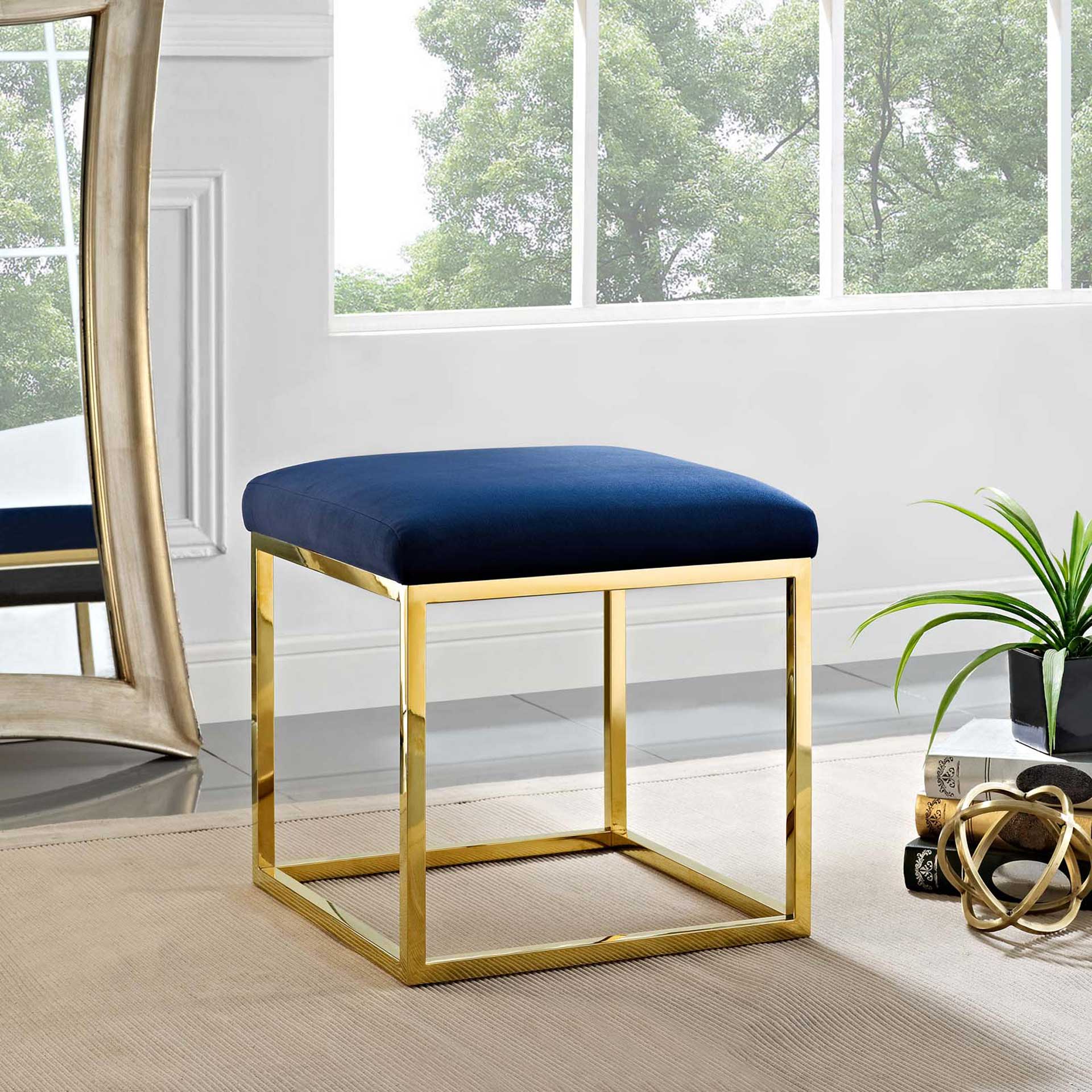 Alden Ottoman Gold/Navy - Image 4