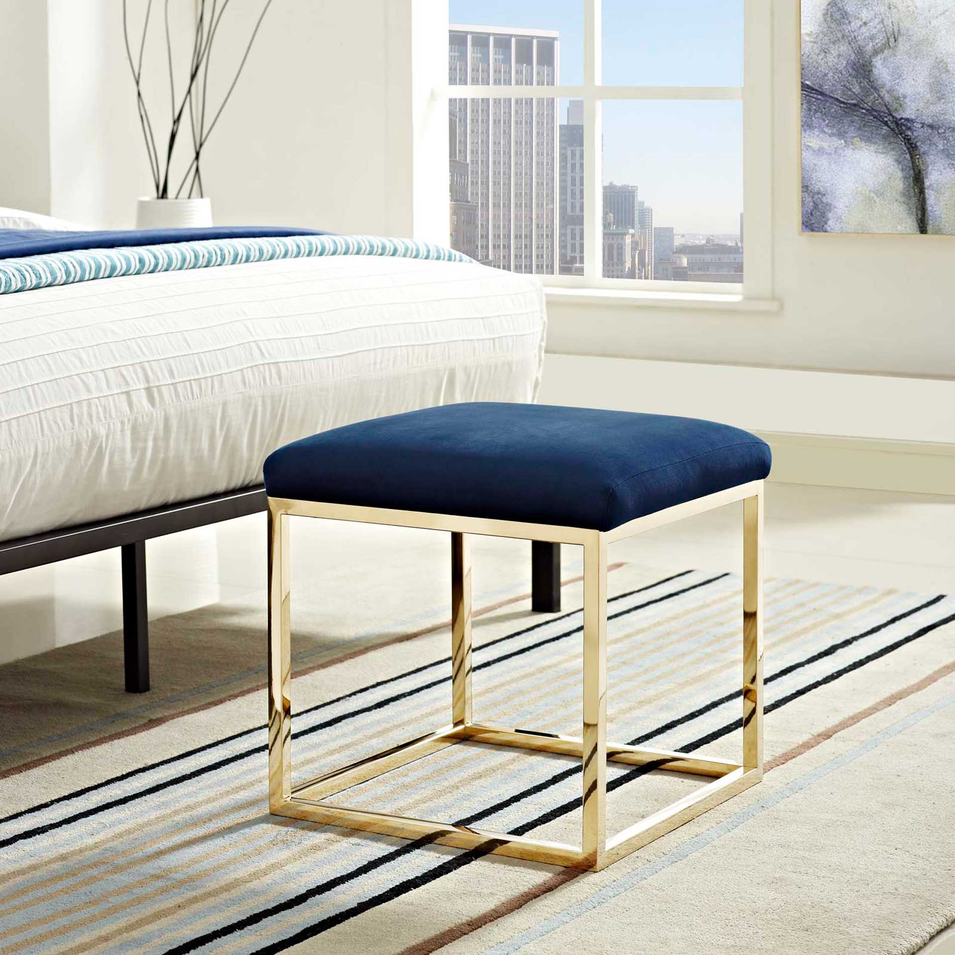 Alden Ottoman Gold/Navy - Image 5