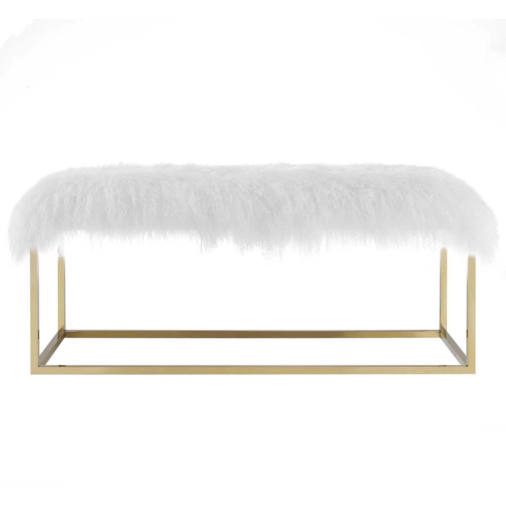 Alden White Sheepskin Bench Gold - Image 2