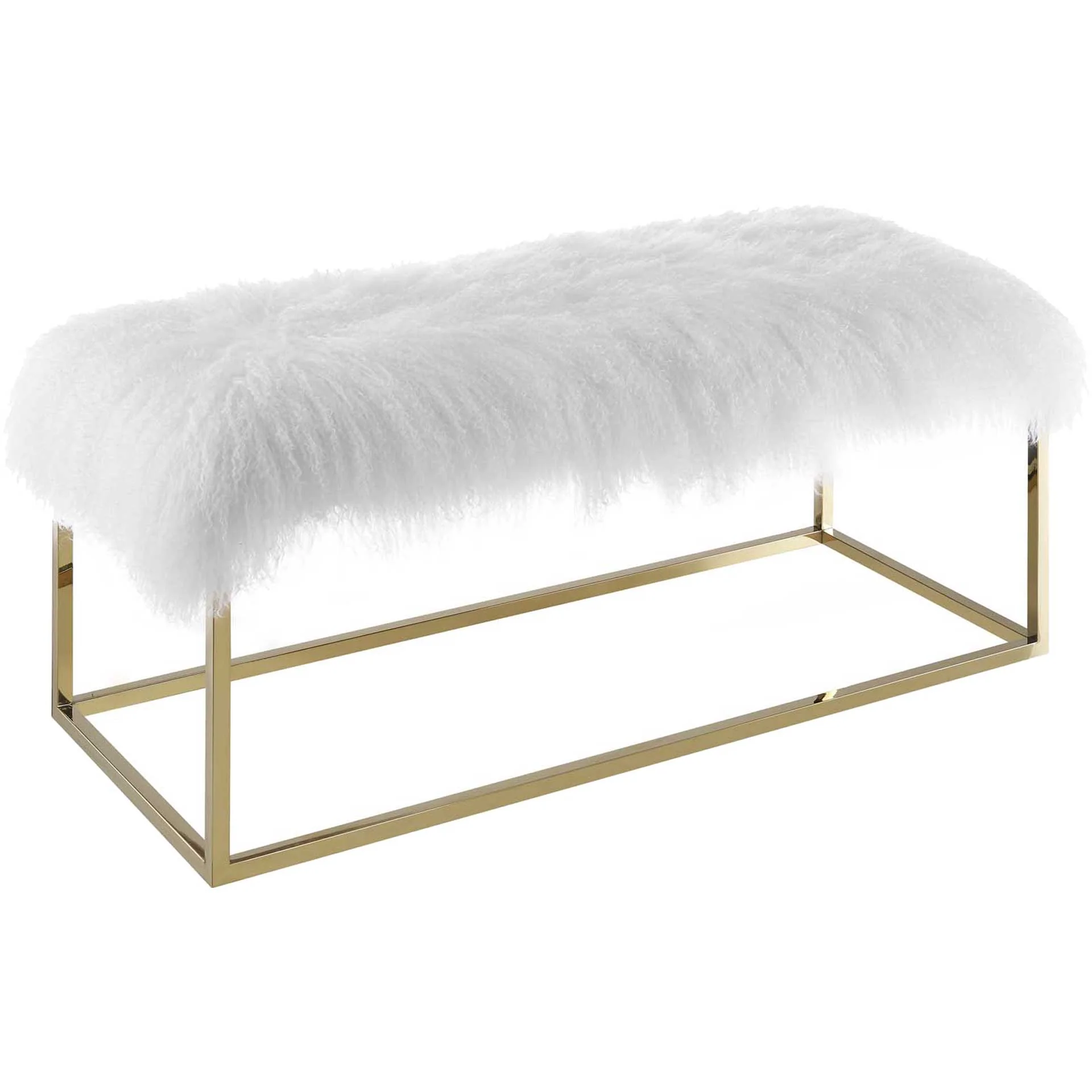 Alden White Sheepskin Bench Gold - Image 3