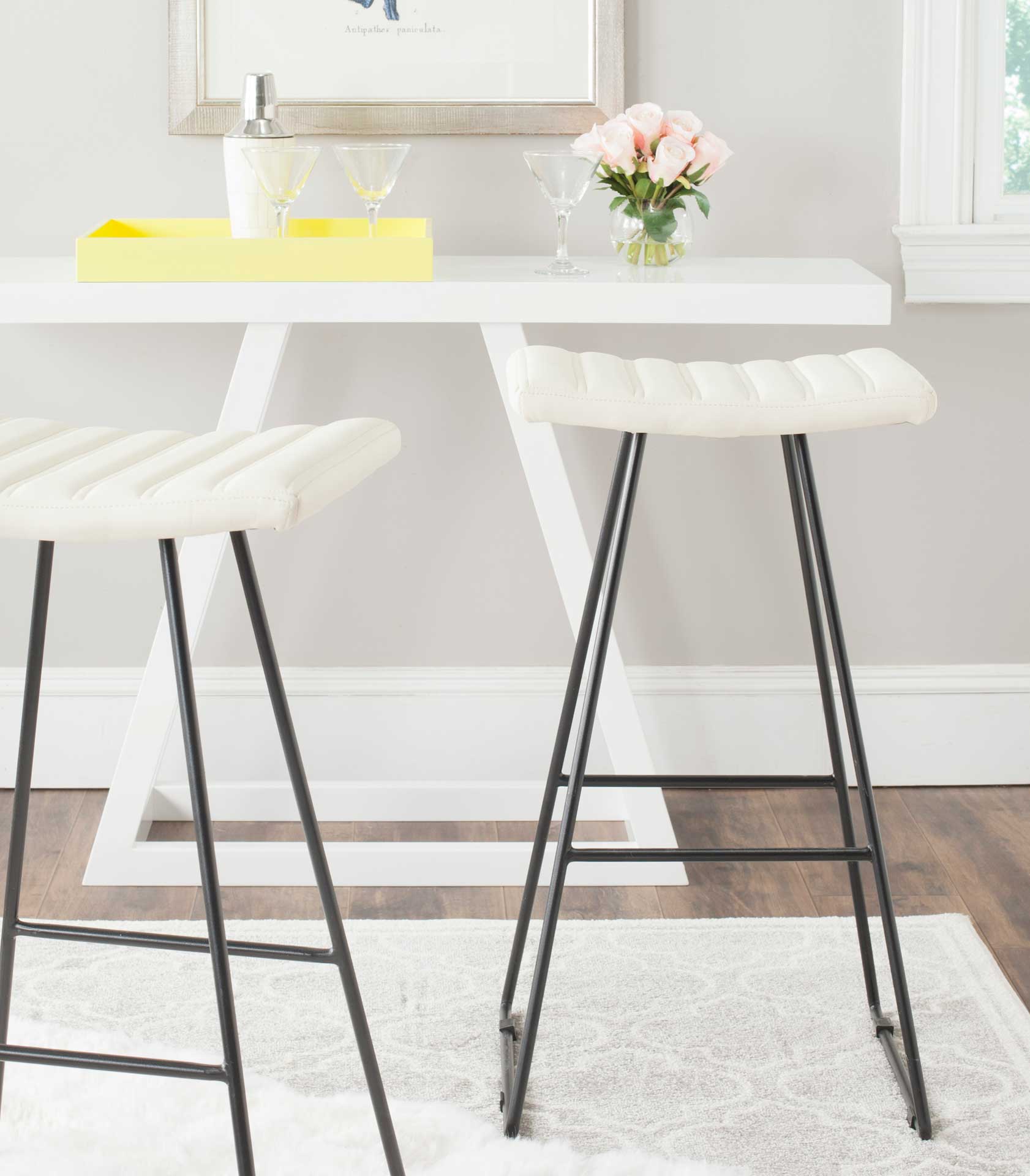 Aldo A-Line Bar Stool Cream/Black (Set of 2) - Image 6