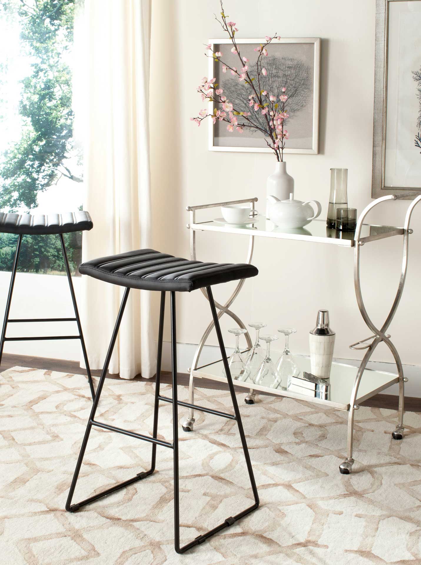 Aldo Bar Stool Black/Black (Set of 2) - Image 6