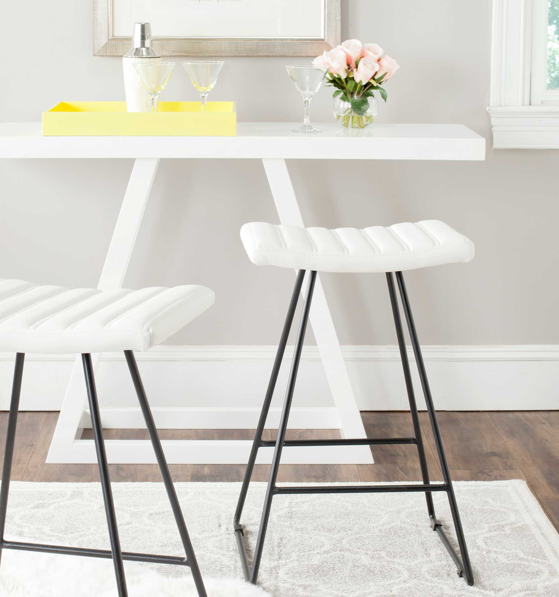 Aldo Bar Stool White/Black (Set of 2) - Image 11