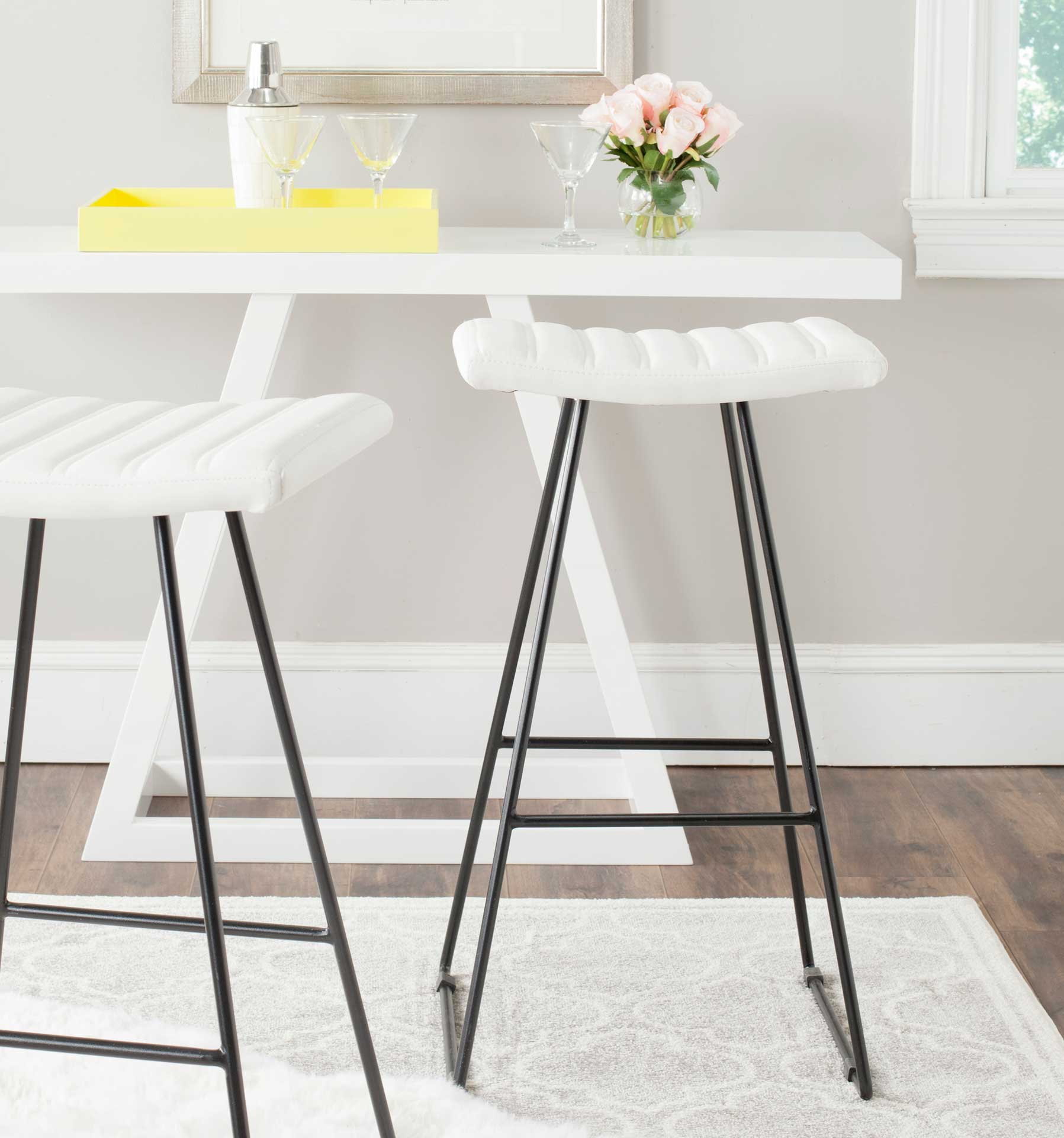 Aldo Bar Stool White/Black (Set of 2) - Image 6