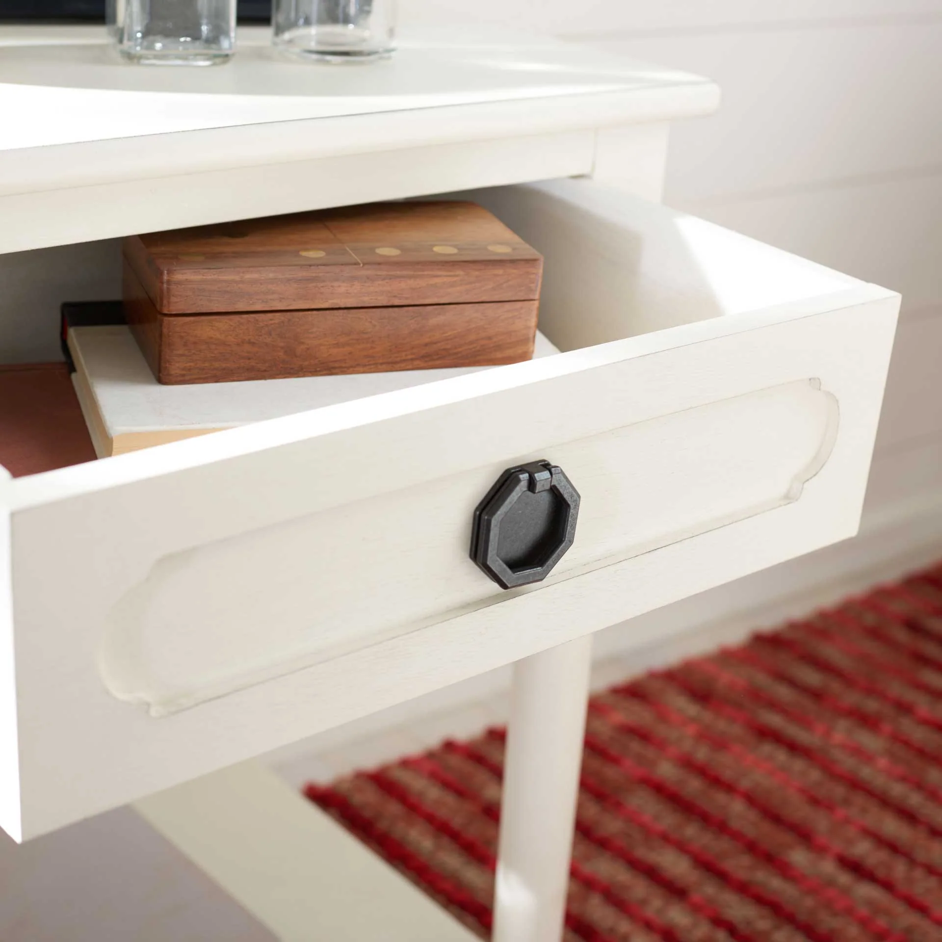 Alessa 1 Drawer Accent Table Distressed White - Image 7