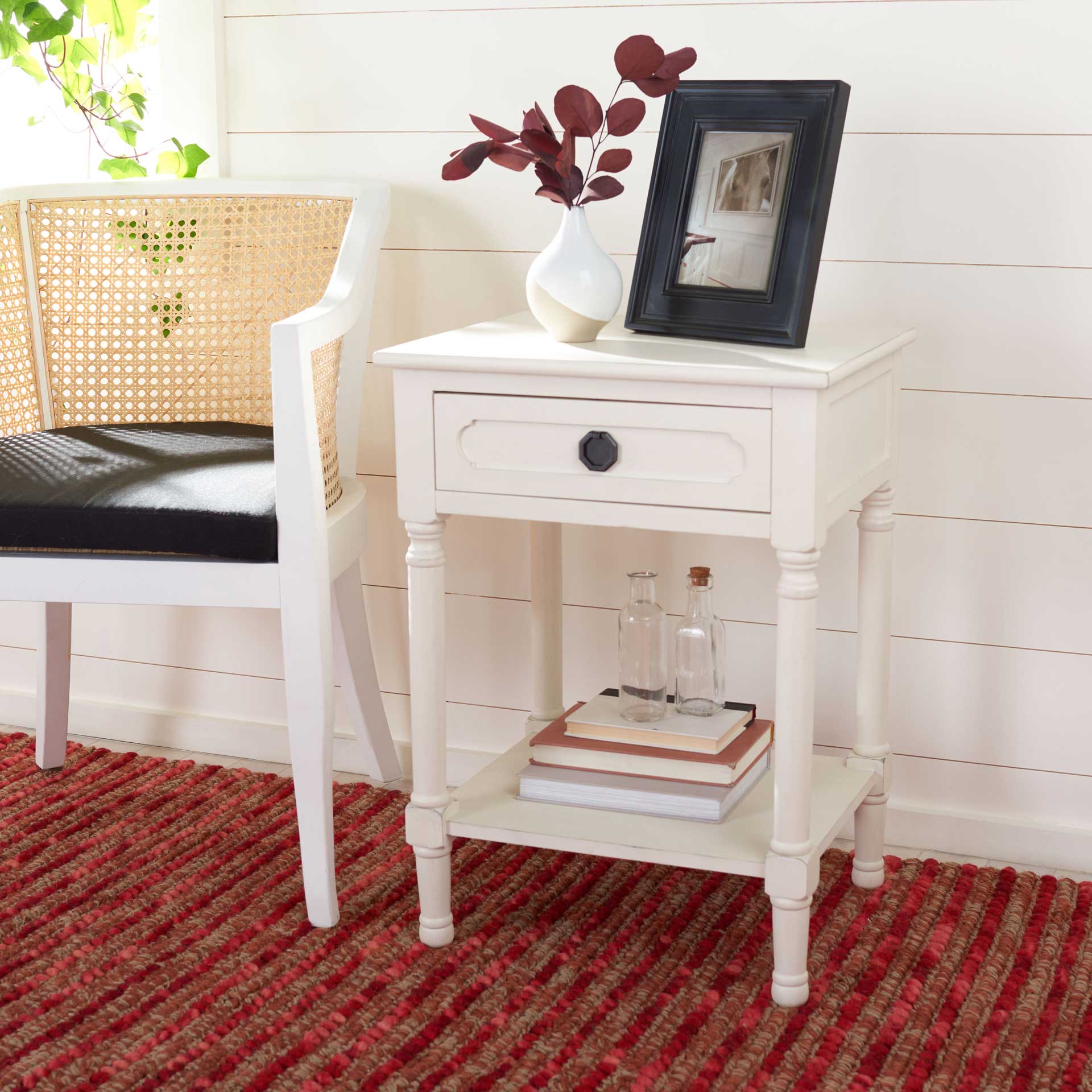 Alessa 1 Drawer Accent Table Distressed White - Image 8