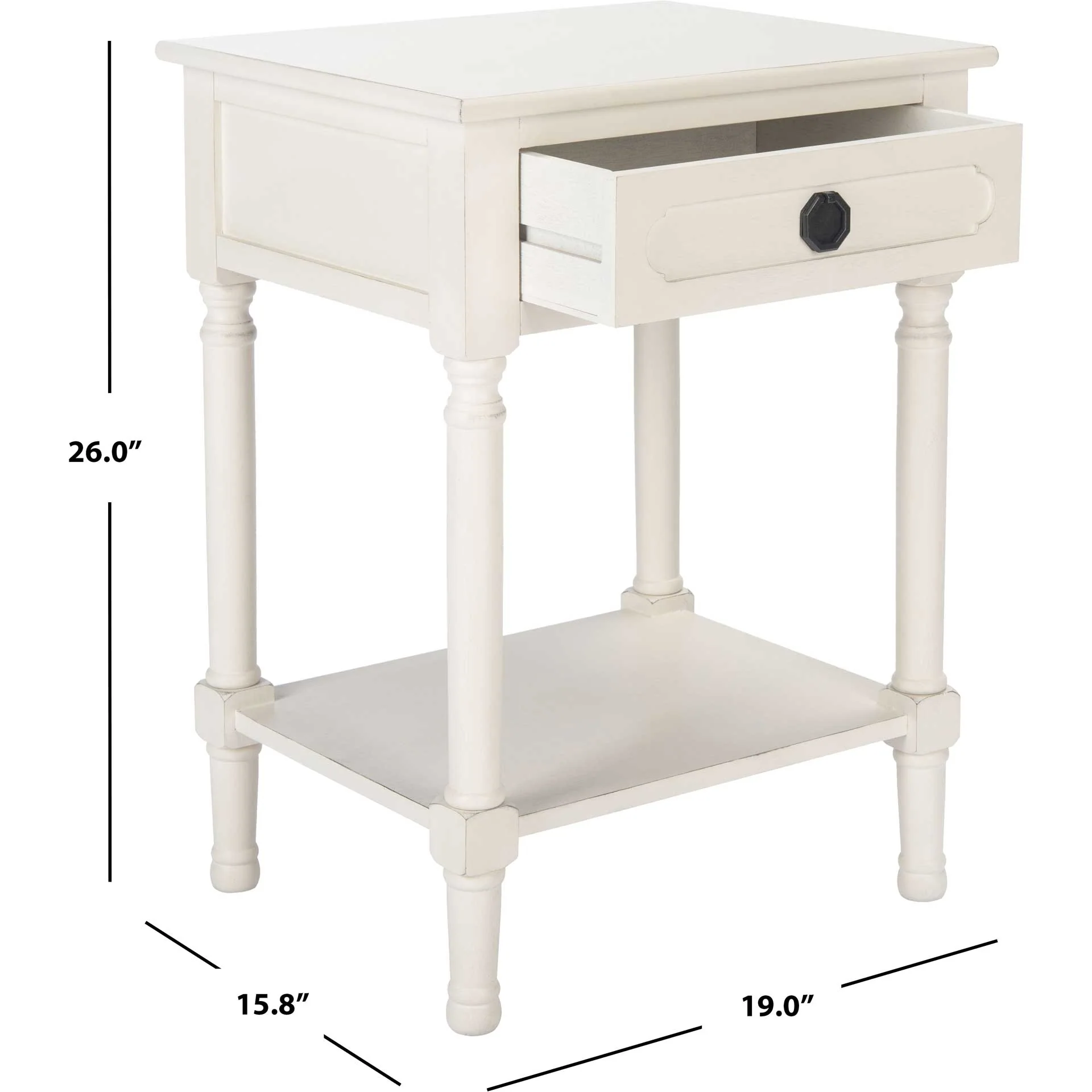 Alessa 1 Drawer Accent Table Distressed White - Image 9