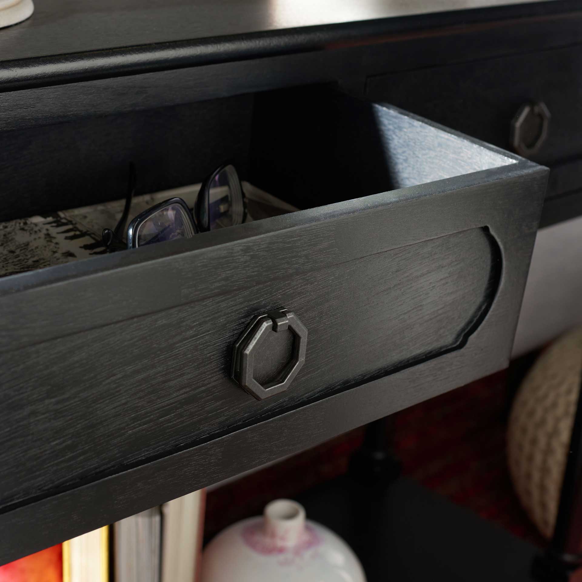 Alessa 2 Drawer Console Table Black - Image 7