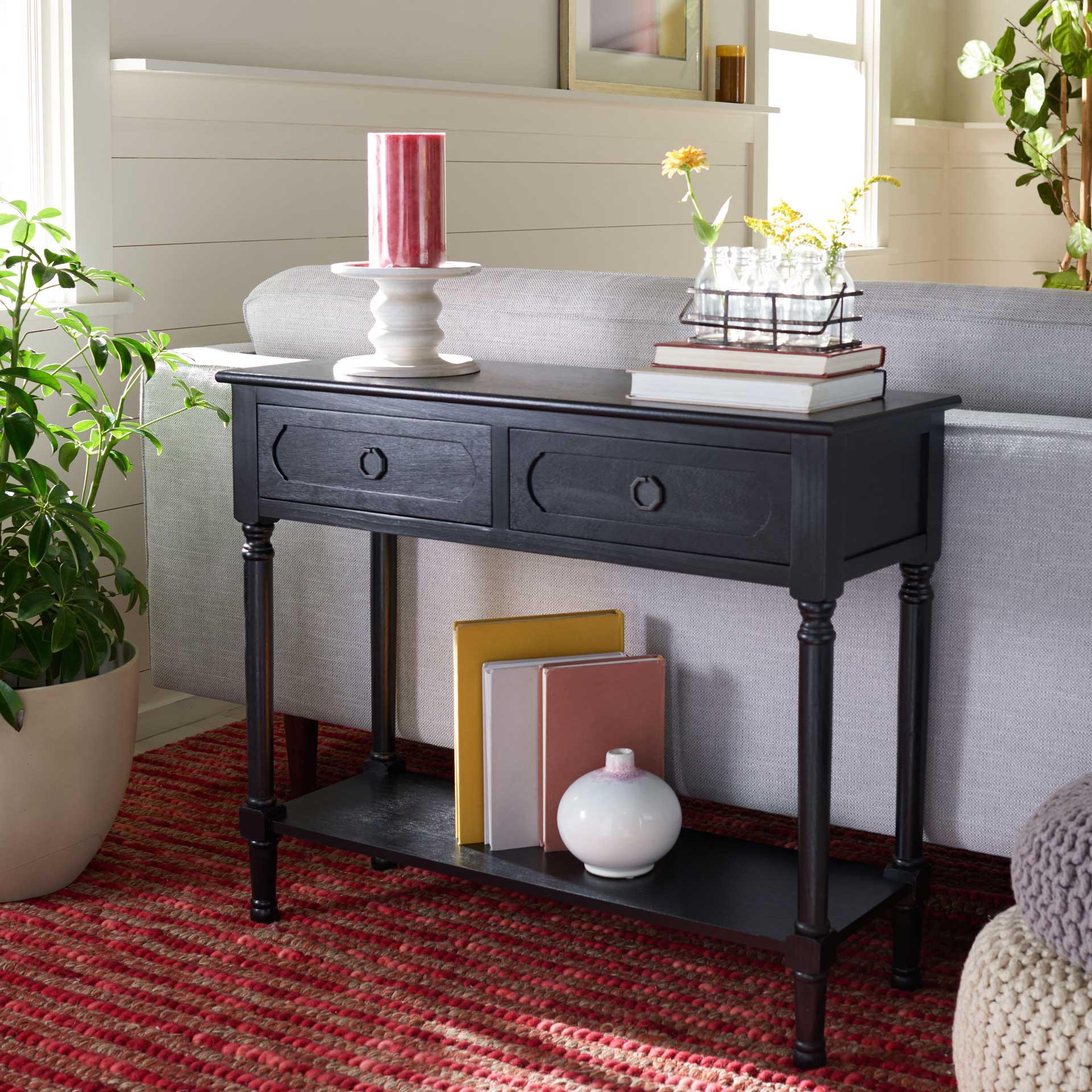 Alessa 2 Drawer Console Table Black - Image 8