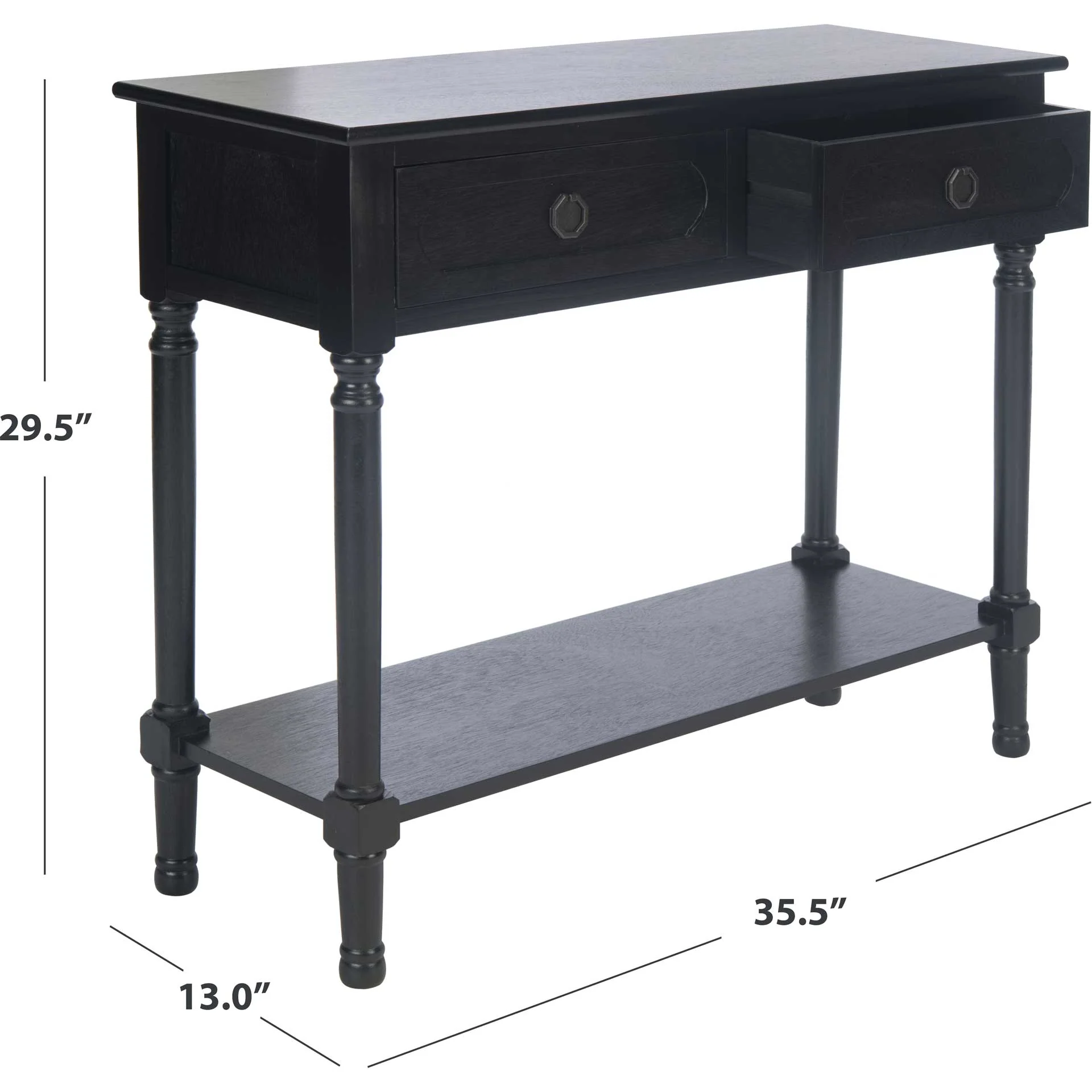 Alessa 2 Drawer Console Table Black - Image 9