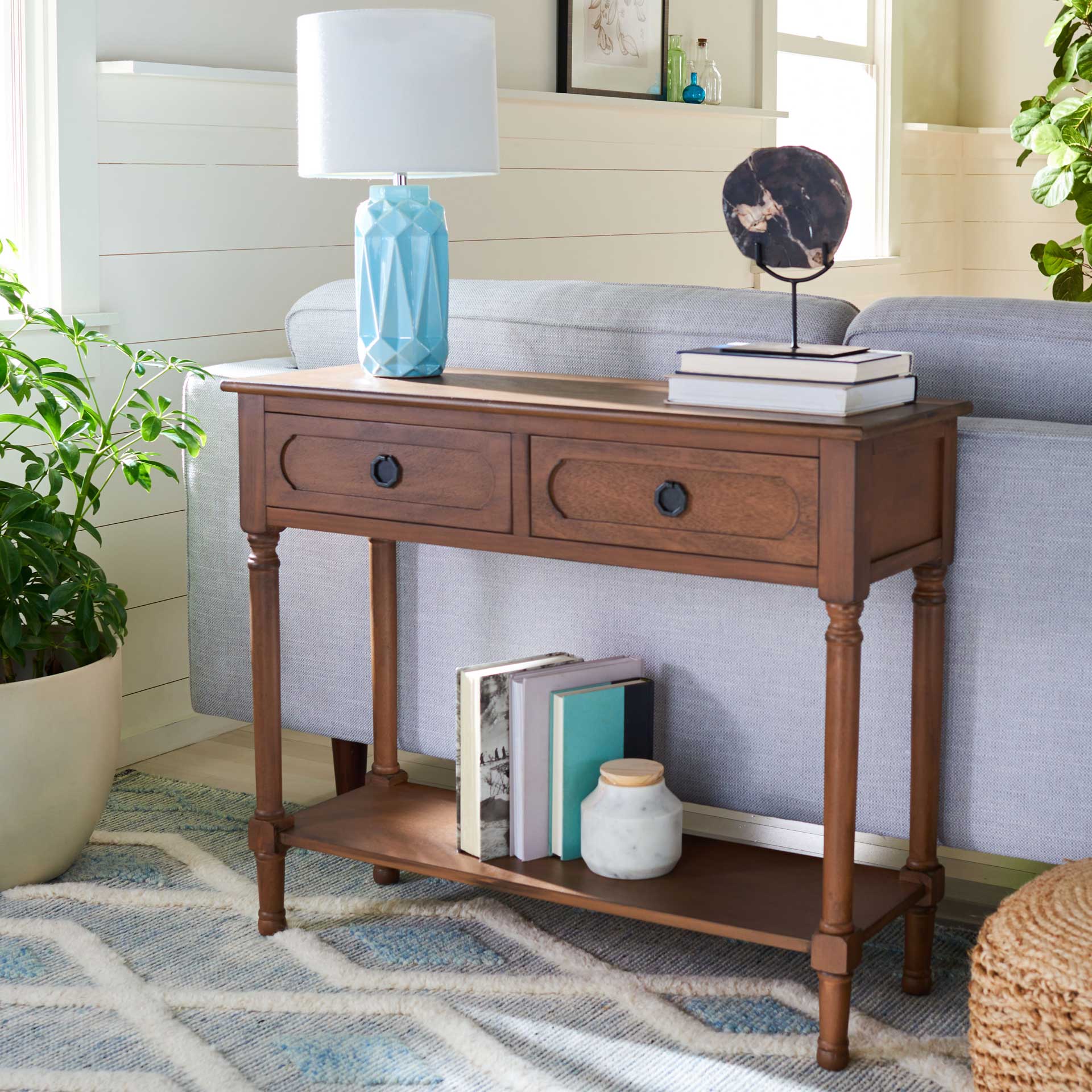 Alessa 2 Drawer Console Table Brown - Image 8