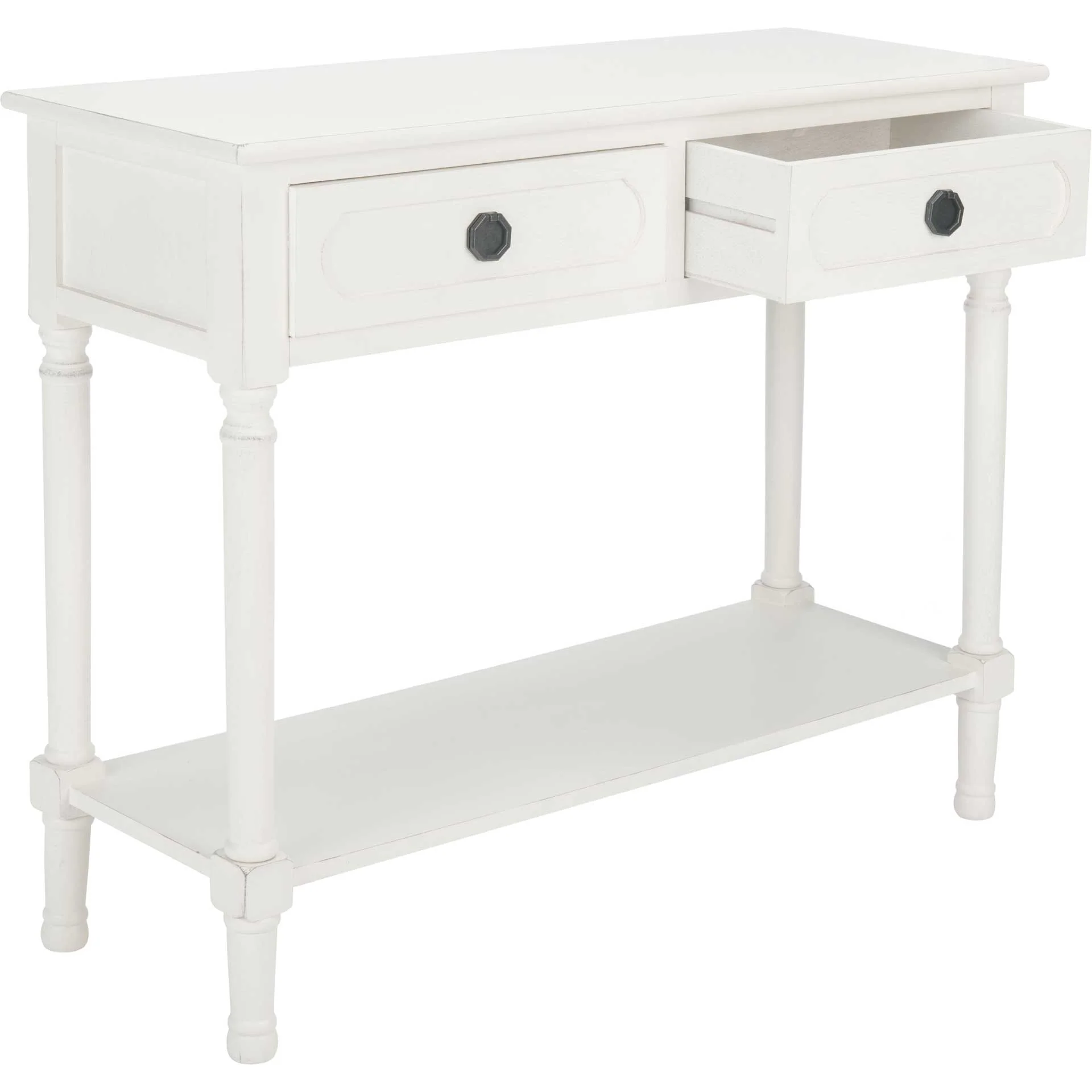 Alessa 2 Drawer Console Table Distressed White - Image 2