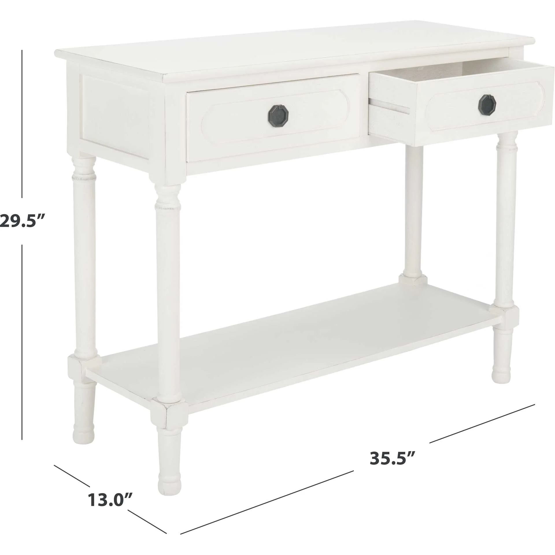 Alessa 2 Drawer Console Table Distressed White - Image 9