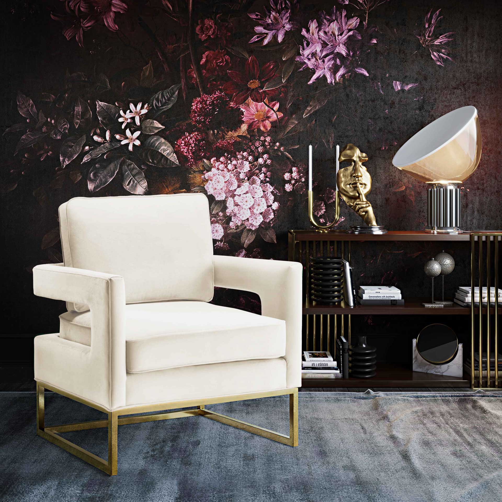 Alex Velvet Chair Cream - Image 7