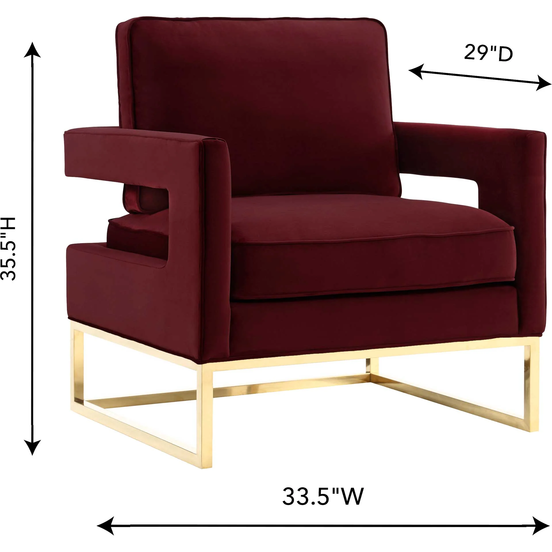 Alex Velvet Chair Maroon - Image 6