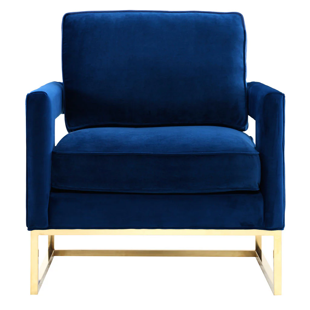 Alex Velvet Chair Navy - Image 2