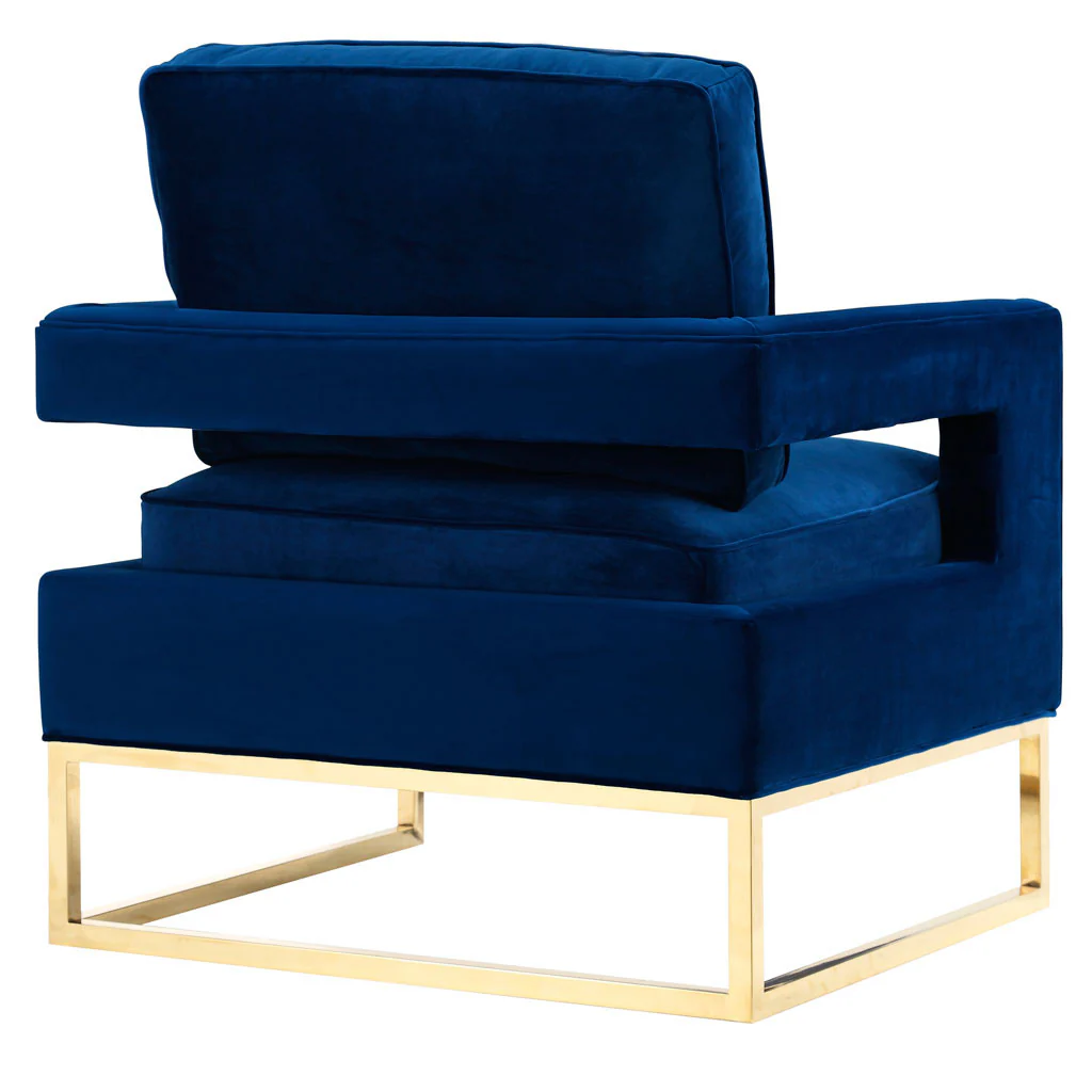 Alex Velvet Chair Navy - Image 3