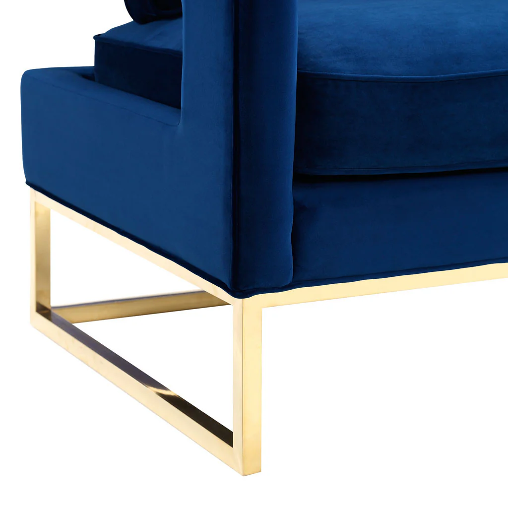 Alex Velvet Chair Navy - Image 4