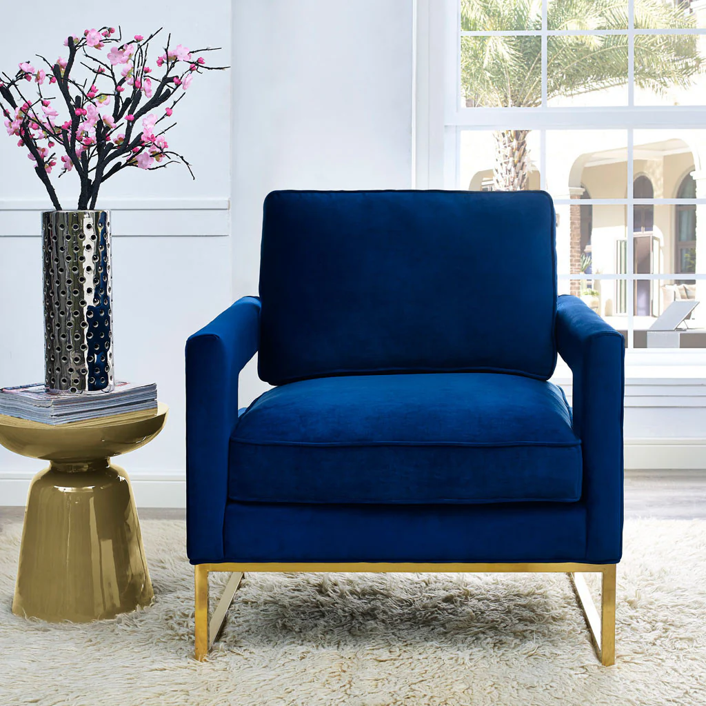 Alex Velvet Chair Navy - Image 5