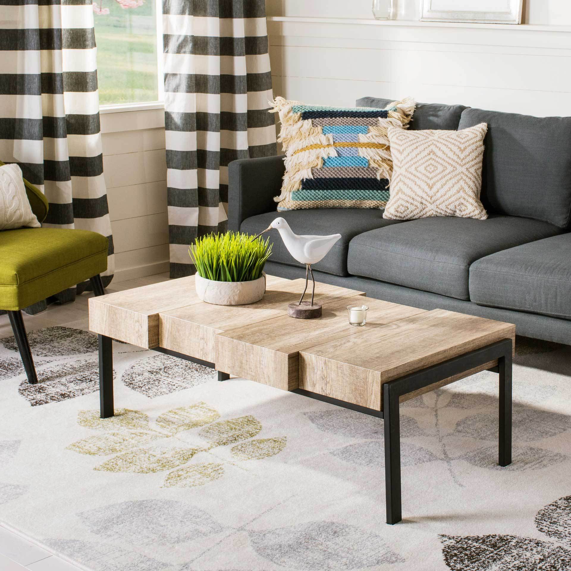 Alexa Contemporary Rustic Coffee Table Multi Brown/Black - Image 5