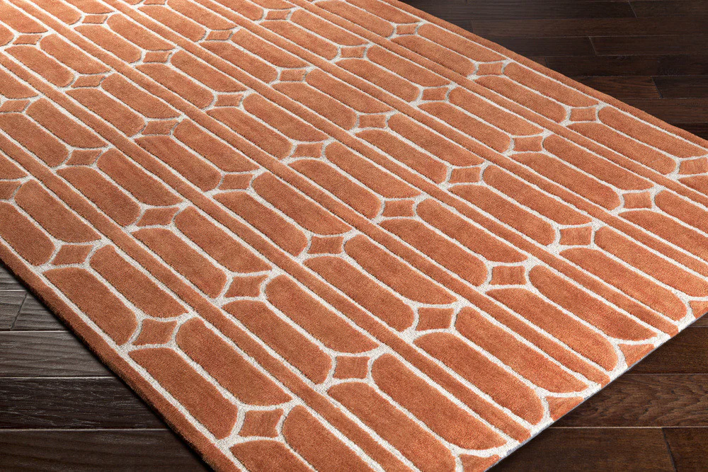 Alexandra Bright Orange/Burnt Orange/Khaki Area Rug - Image 2