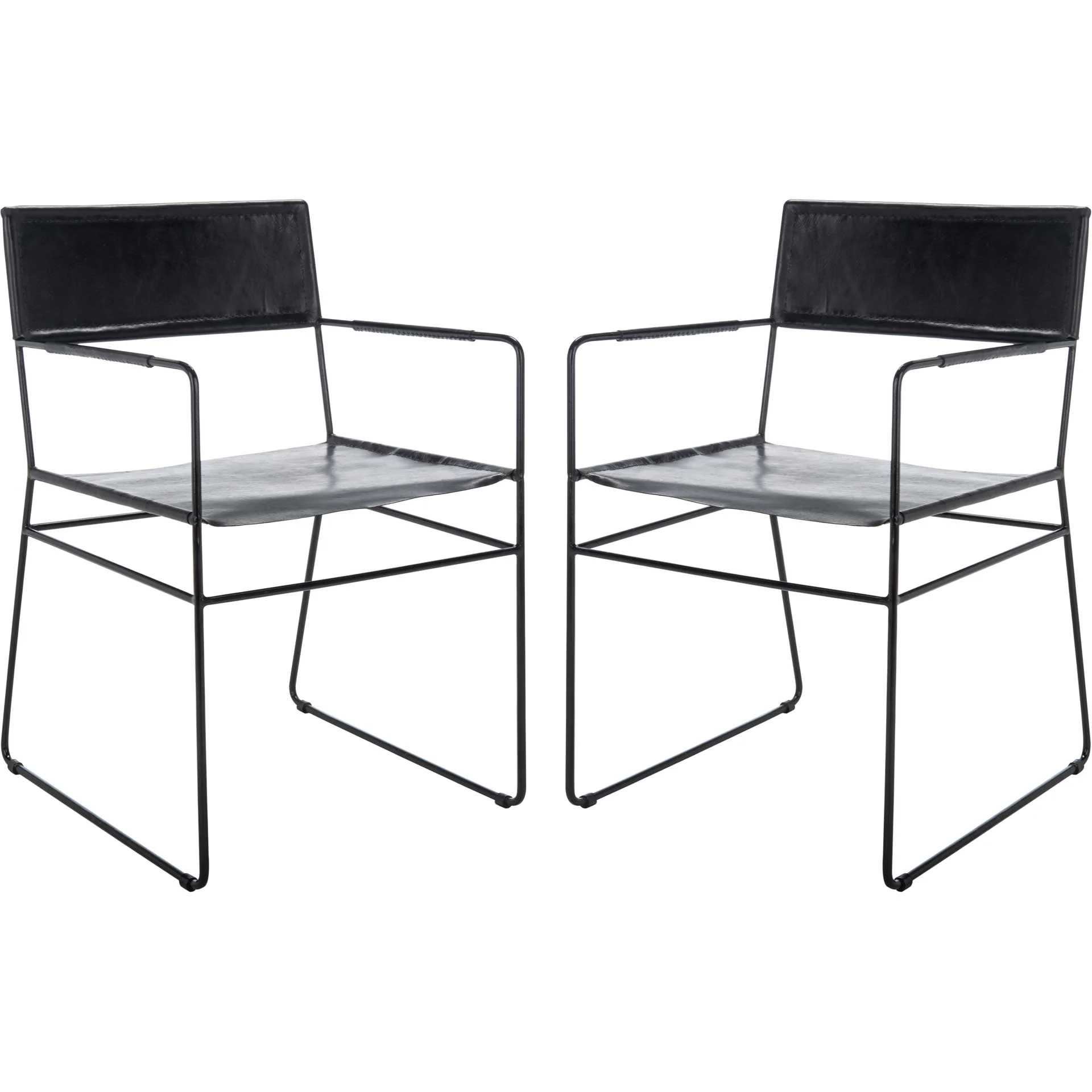 Alfio Leather Dining Chair Black (Set of 2) - Image 2